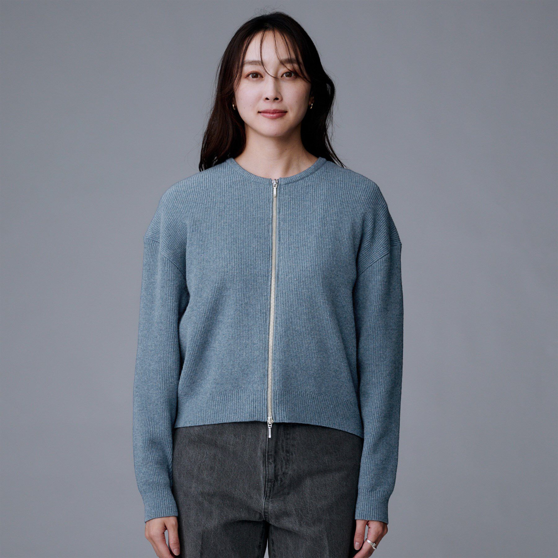 UNTITLED「【ゆったりサイズ／着丈短め】ジップニットカーディガン」|カーディガン|