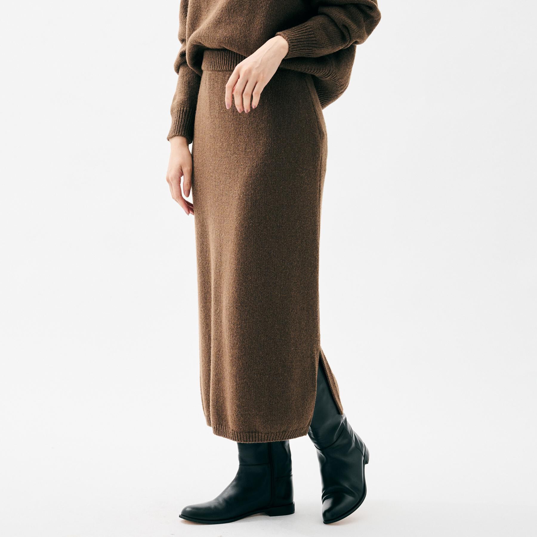 UNTITLED「【セットアップ可/ウエストゴム】ラメニットナロースカート」|スカート|