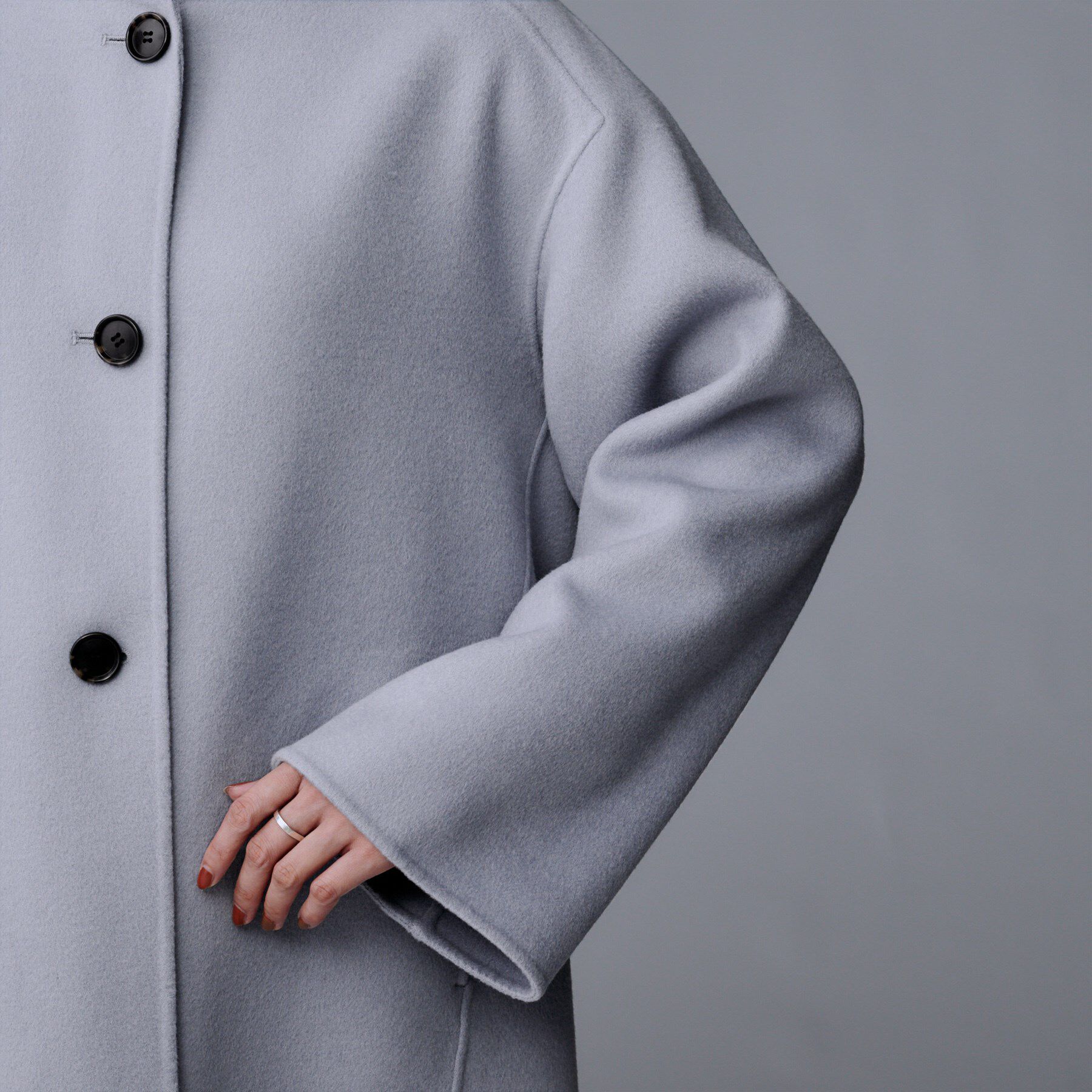 UNTITLED「【ミディ丈/軽やか】セミラグランリバー コート」|ノーカラーコート|