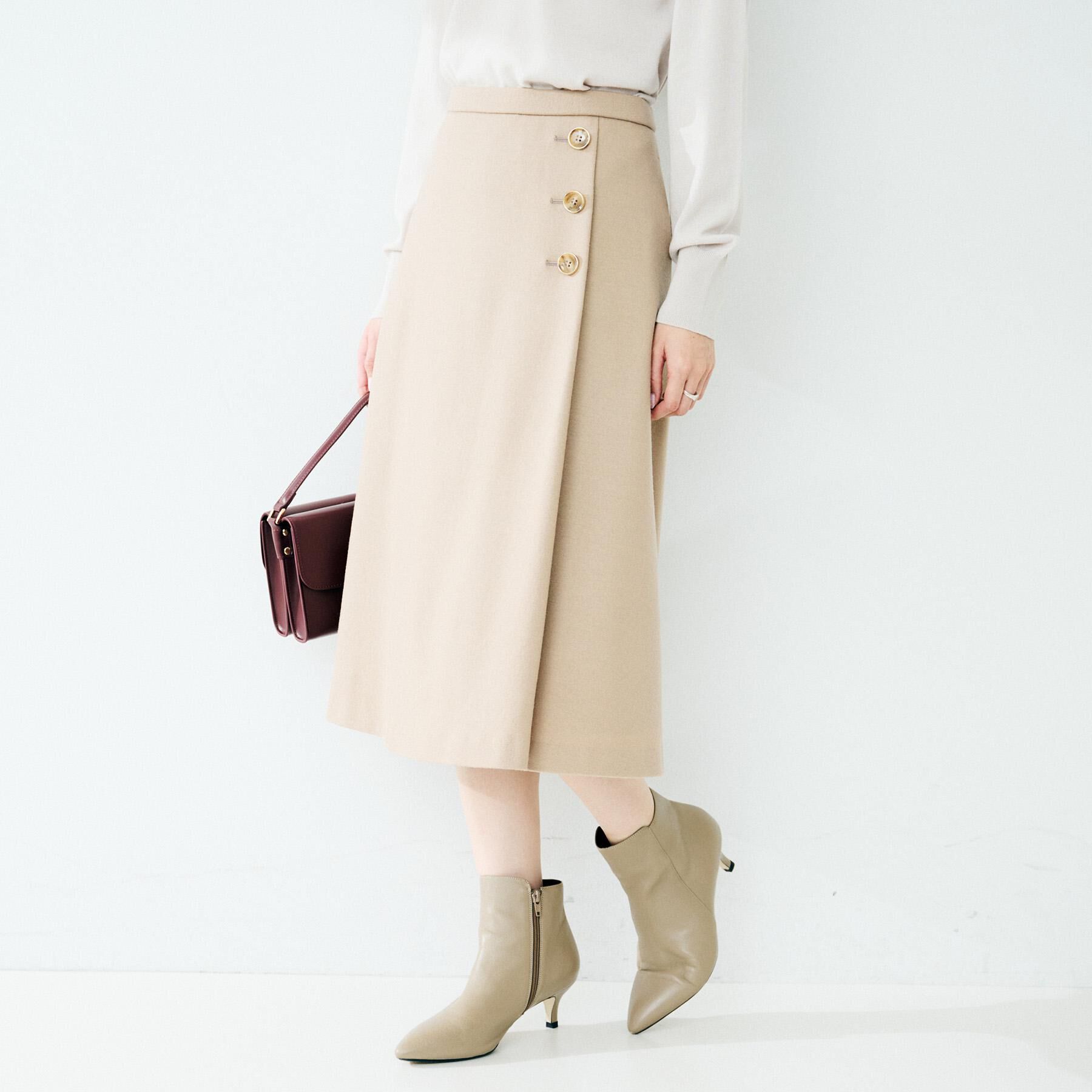 UNTITLED「【ウール100%/後ろウエストゴム】ミルドスムースフレアスカート」|スカート|