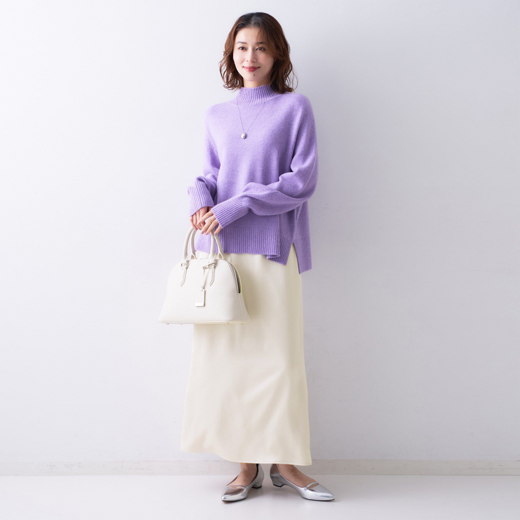 UNTITLED「【ウエストゴム/洗える】サテンナロースカート」|スカート|