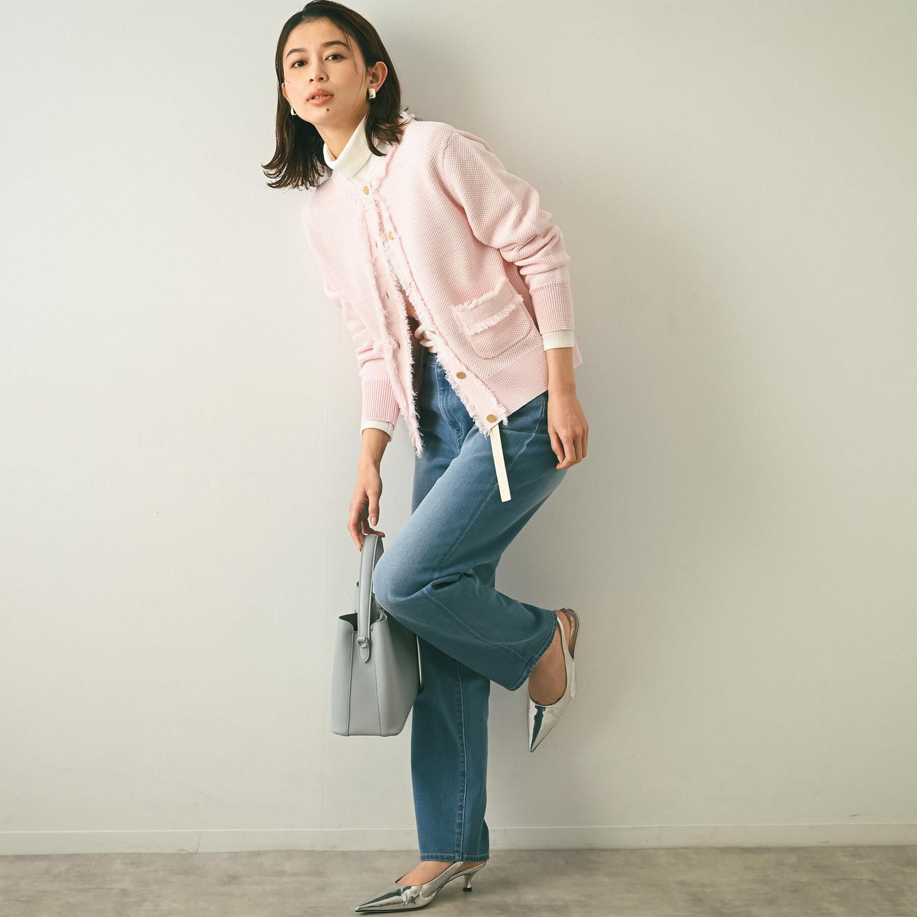 UNTITLED「【洗える/ジャケット風】ツイードニットカーディガン」|カーディガン|