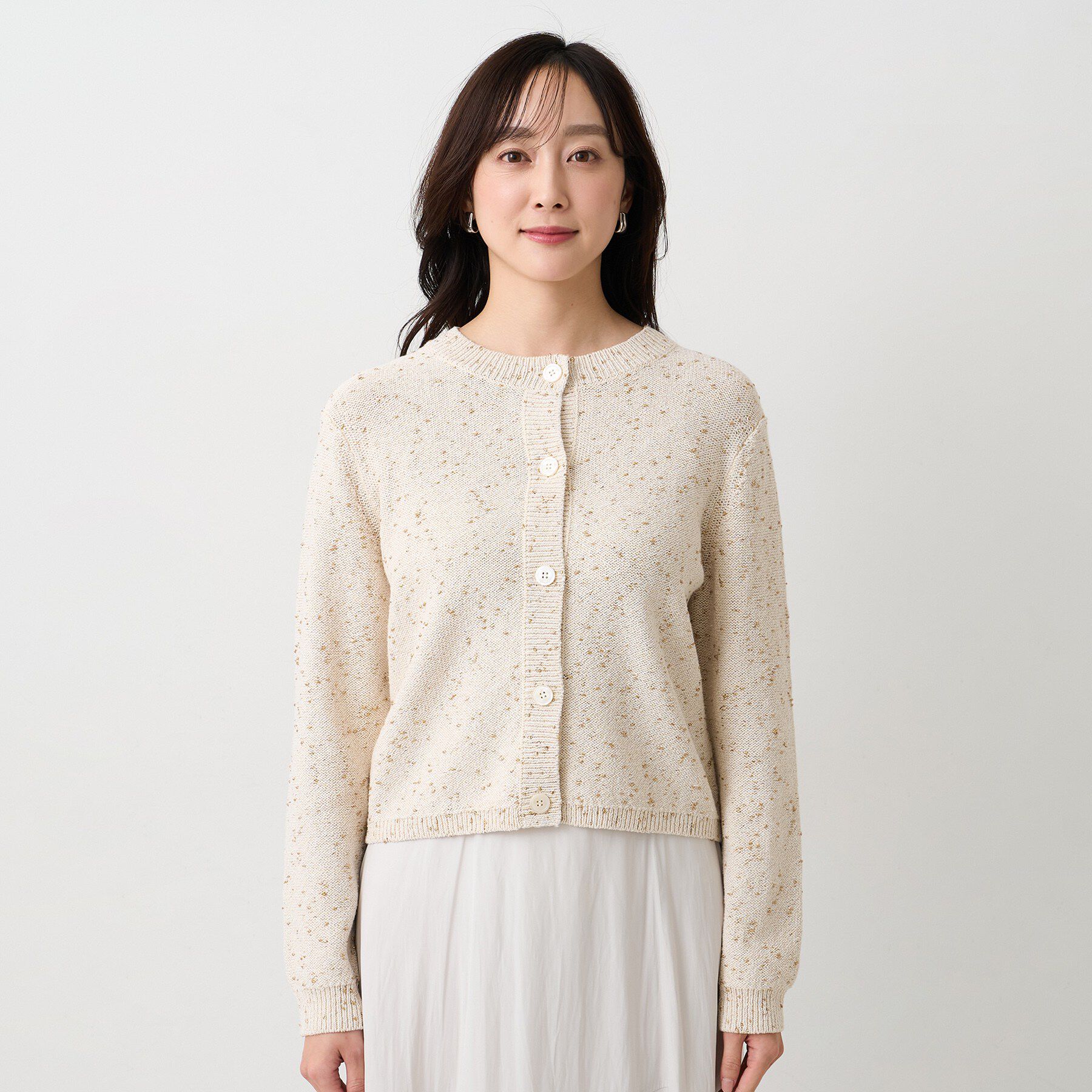 UNTITLED「【洗える/すっきり丈】ラメノット ニットカーディガン」|カーディガン|
