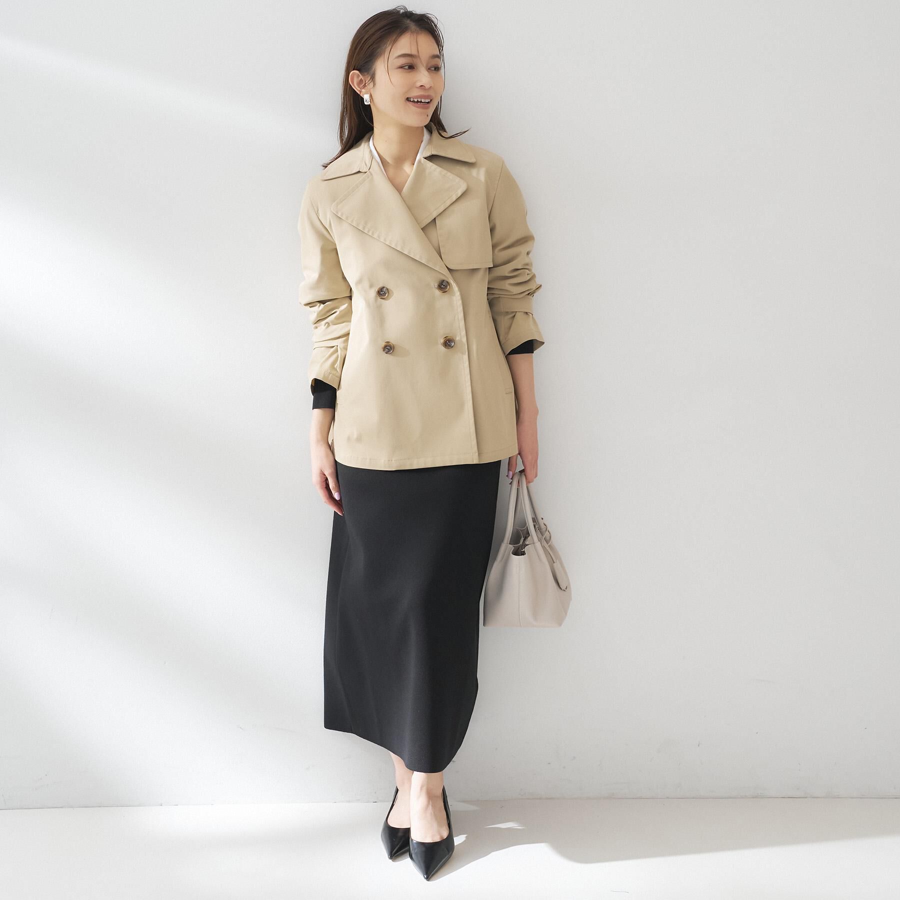 UNTITLED「【定番人気/はっ水/洗える】タスランショートトレンチコート」|トレンチコート|