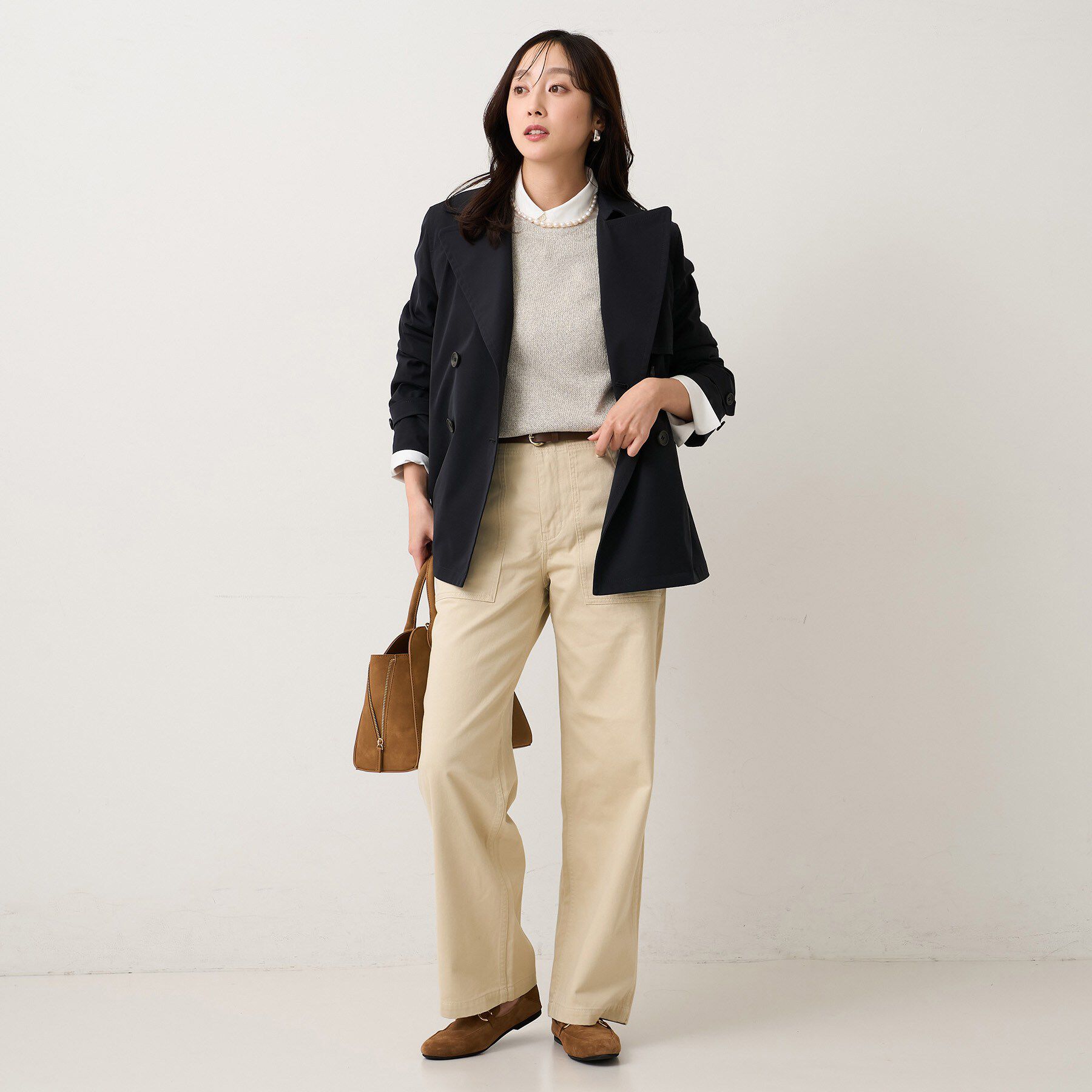 UNTITLED「【定番人気/はっ水/洗える】タスランショートトレンチコート」|トレンチコート|