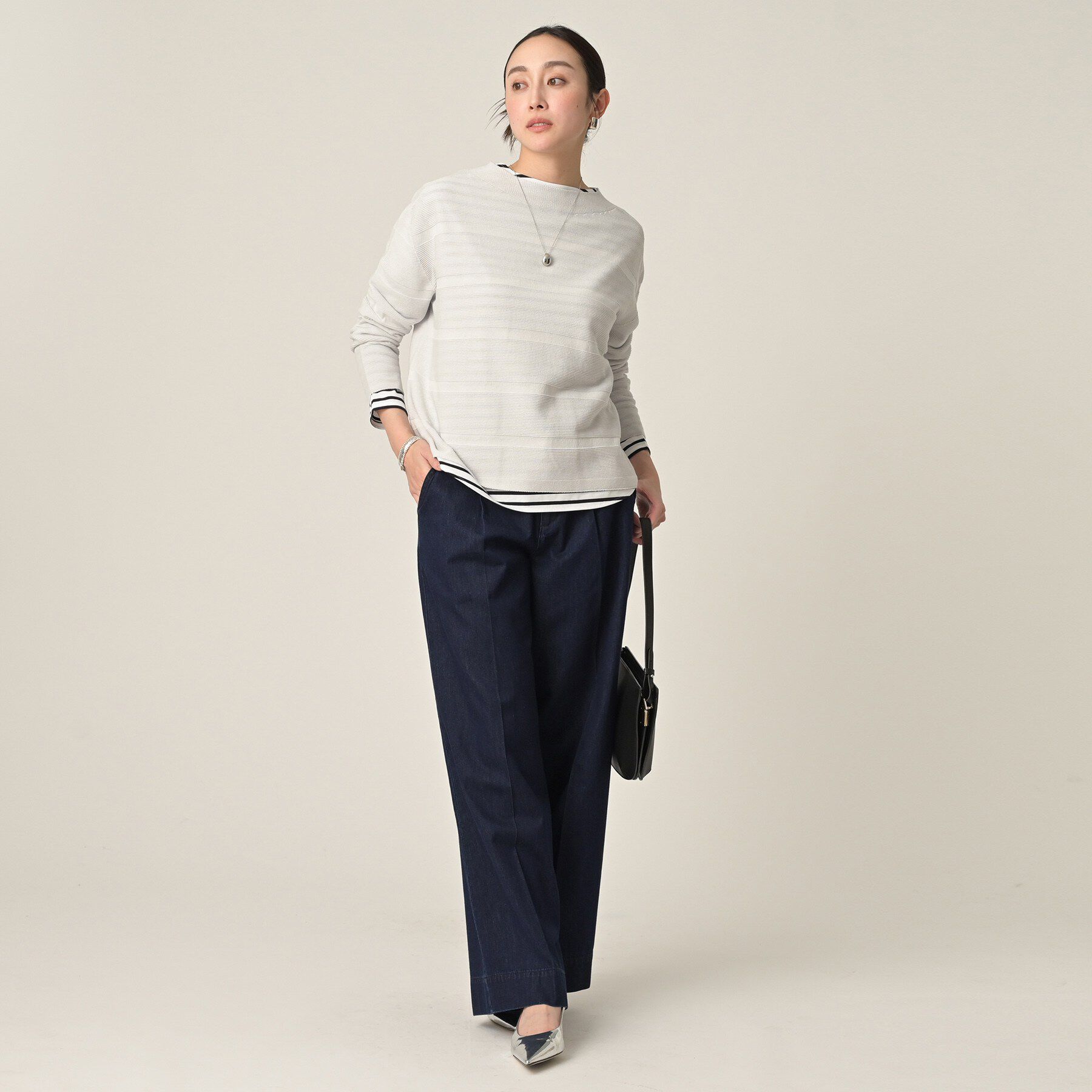 UNTITLED「【ゆったり/洗える】クロップドニットプルオーバー」|ニット・セーター|