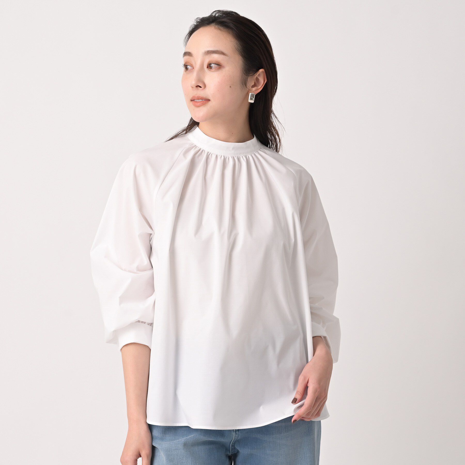 UNTITLED「【洗える/オンオフ使える】タイプライタースタンドネックブラウス」|シャツ・ブラウス|