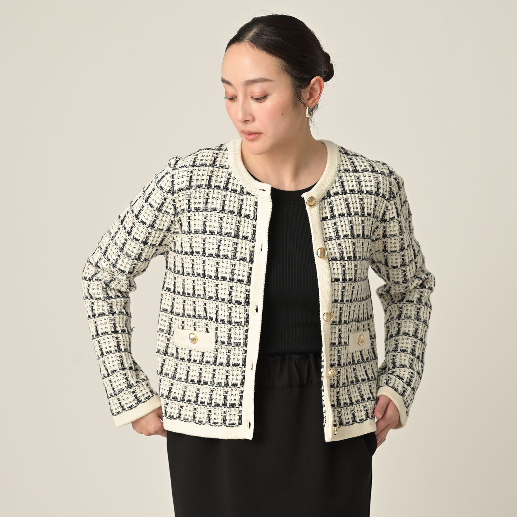 UNTITLED「【TORRAZZO DONNA】ツイードコットンカーディガン」|カーディガン|