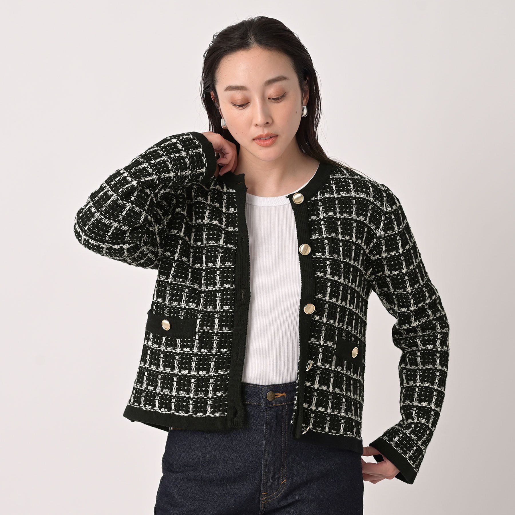 UNTITLED「【TORRAZZO DONNA】ツイードコットンカーディガン」|カーディガン|