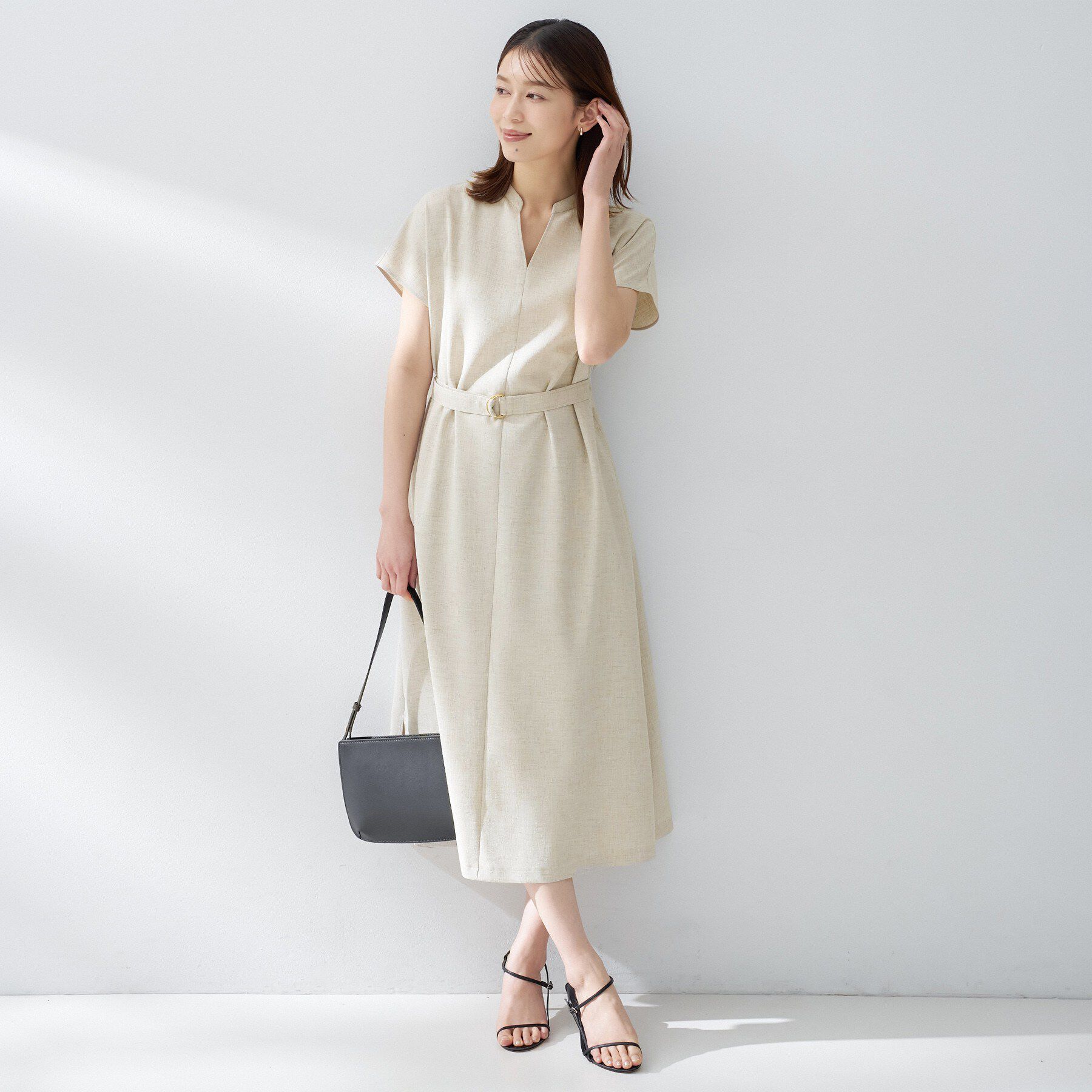 UNTITLED「スラブバンドカラーワンピース」|ワンピース|