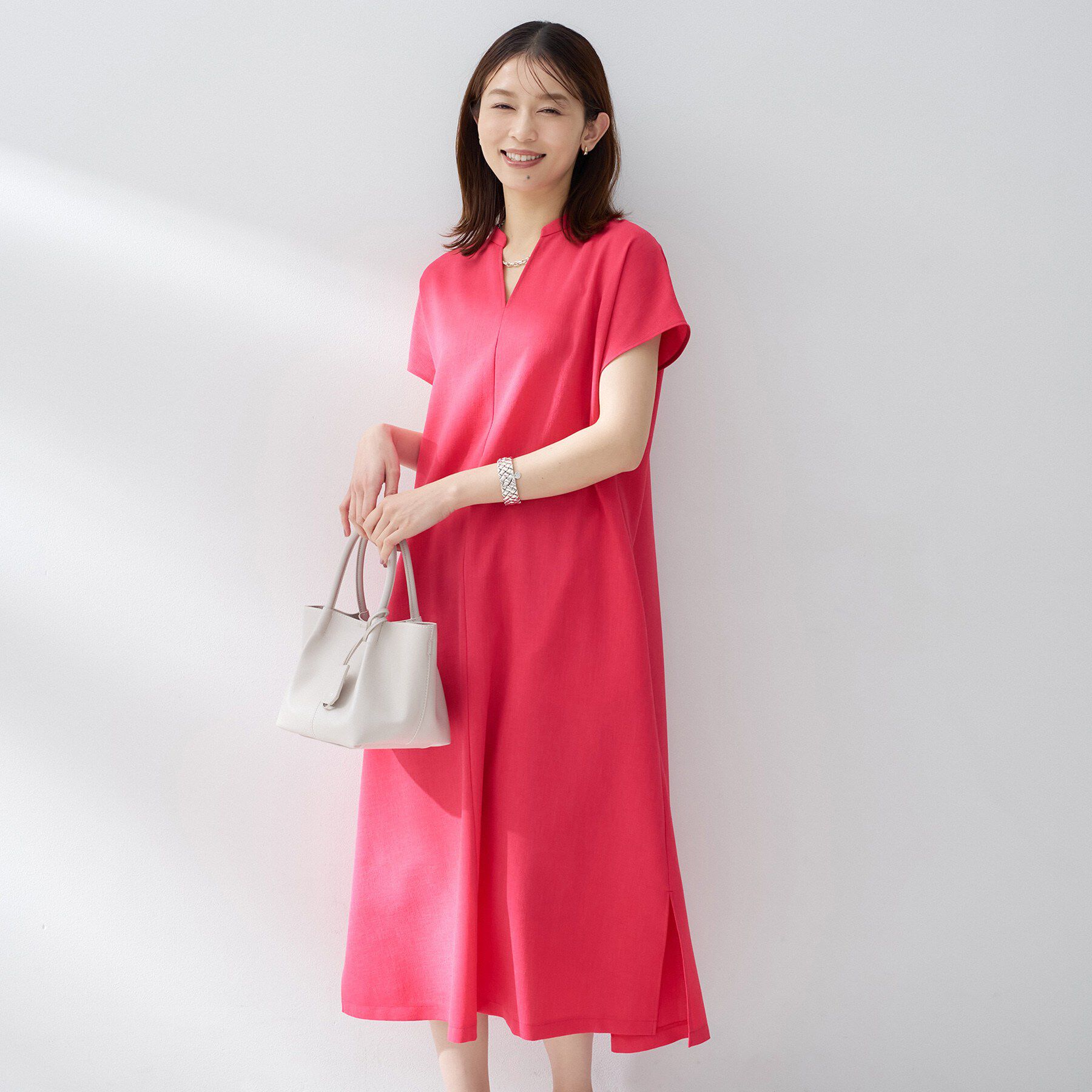 UNTITLED「スラブバンドカラーワンピース」|ワンピース|