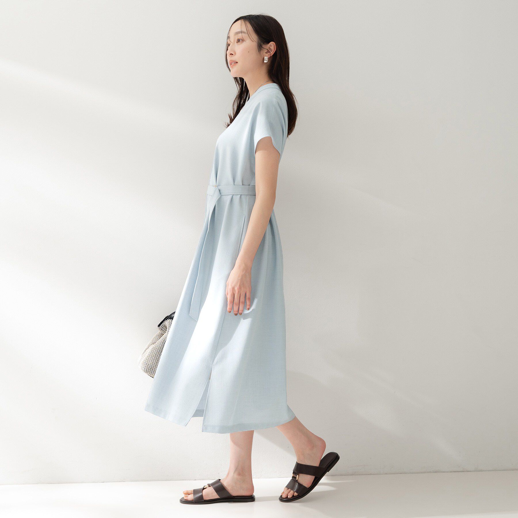 UNTITLED「スラブバンドカラーワンピース」|ワンピース|