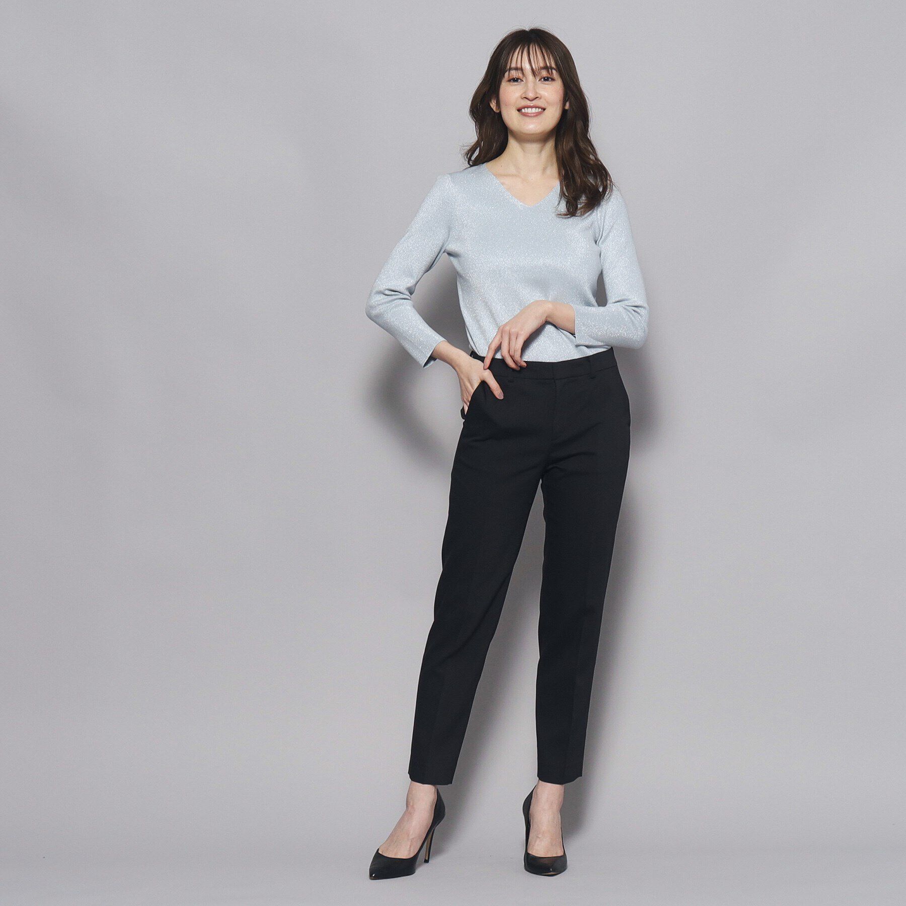 COUP DE CHANCE「【洗える／Vネック】華やかなラメ入りニットプルオーバー」|ニット・セーター|