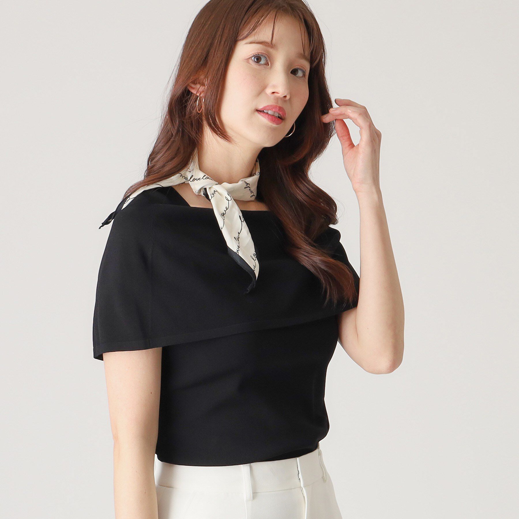 COUP DE CHANCE「【洗える】オフショルダーニットトップス」|ニット・セーター|ブラック(019)