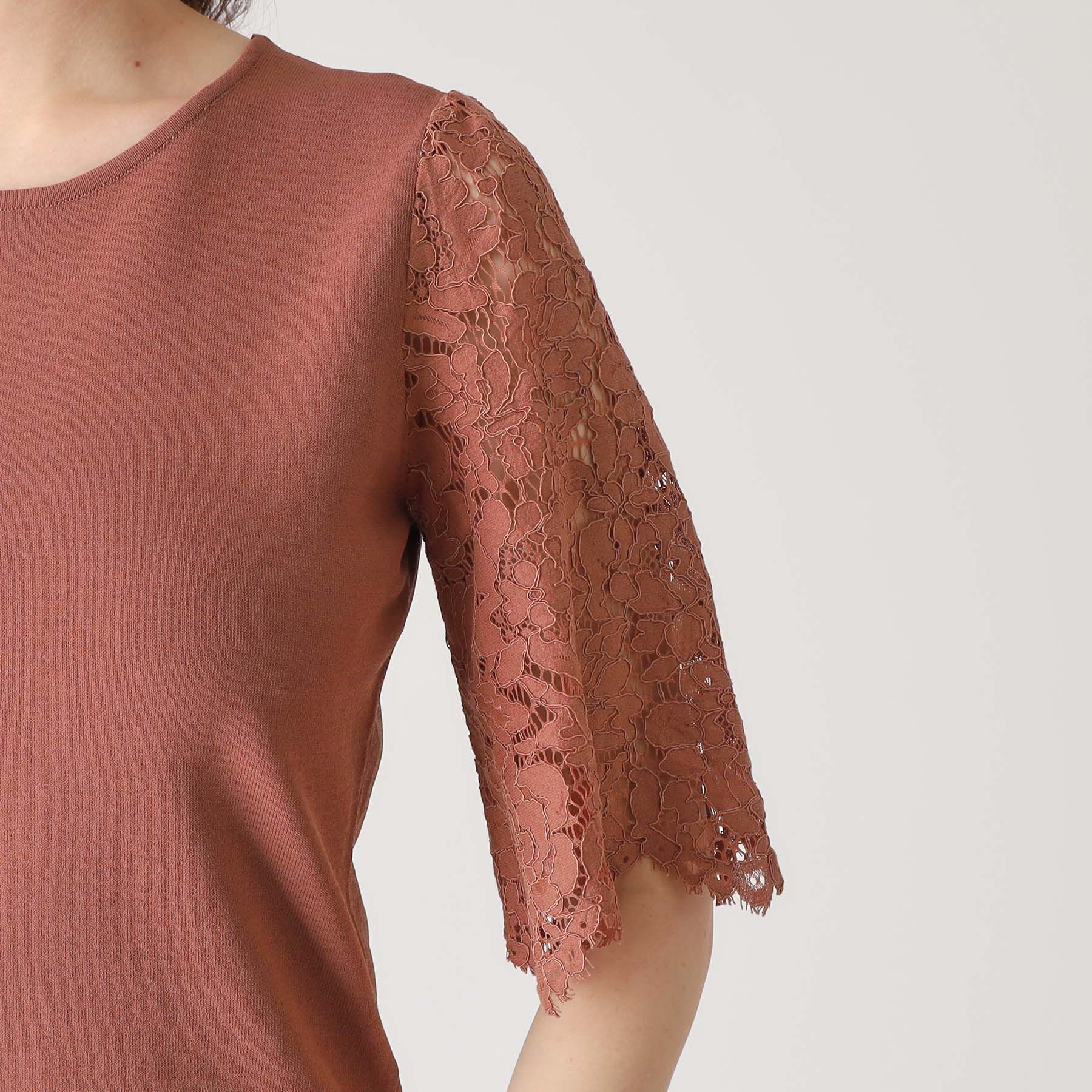 COUP DE CHANCE「【洗える】華やかなレース袖ニットトップス」|ニット・セーター|