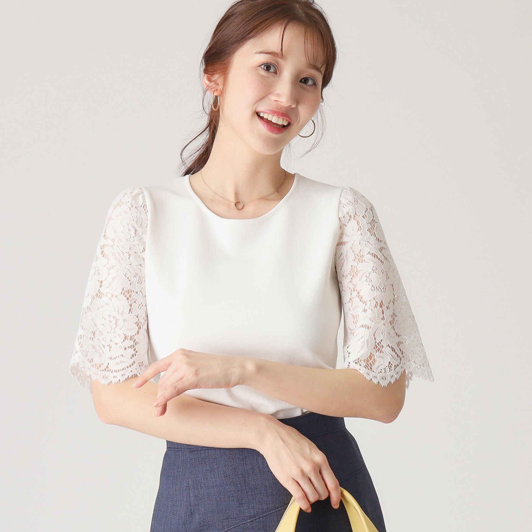 COUP DE CHANCE「【洗える】華やかなレース袖ニットトップス」|ニット・セーター|