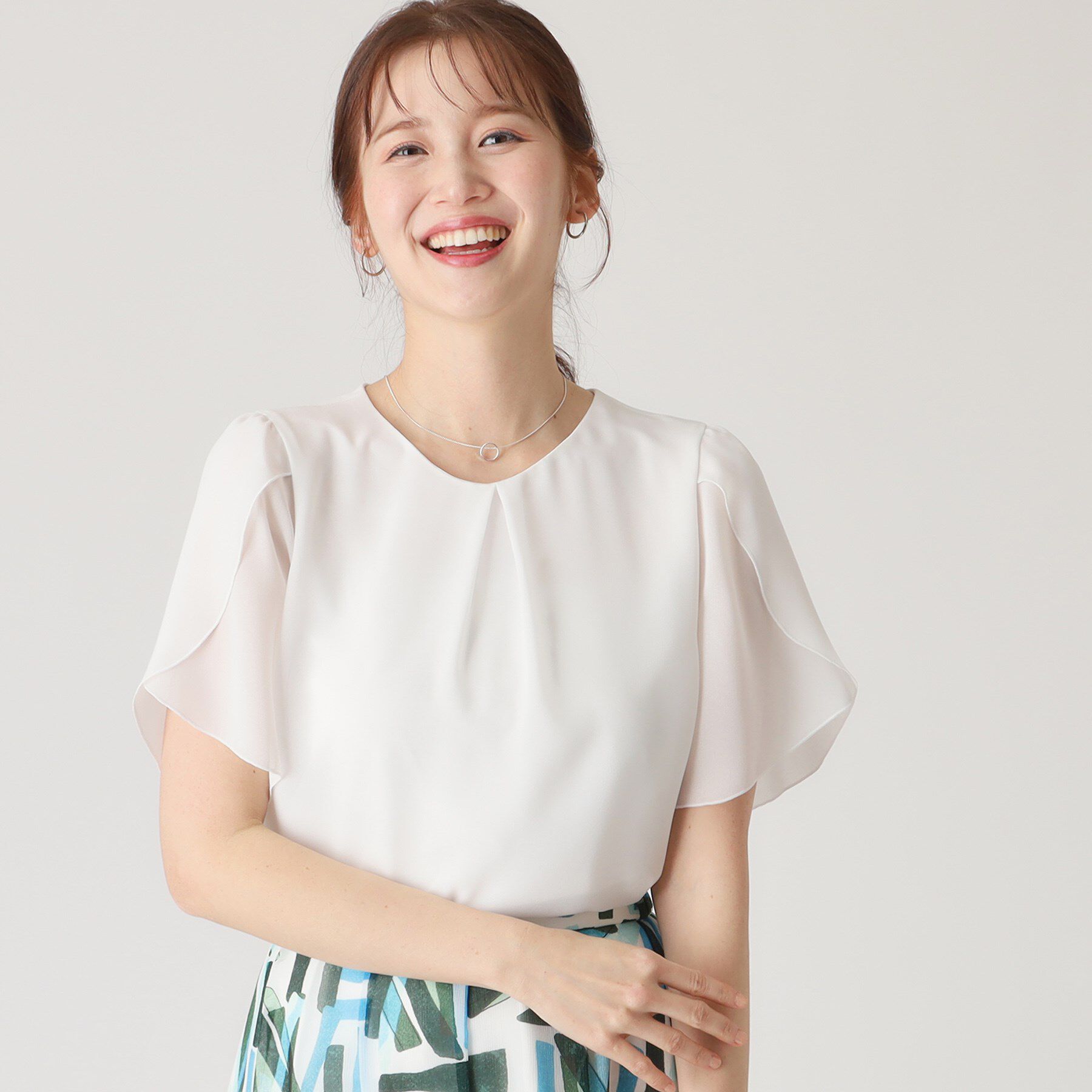 COUP DE CHANCE「【洗える／日本製】チューリップ袖ブラウス」|シャツ・ブラウス|ホワイト(001)