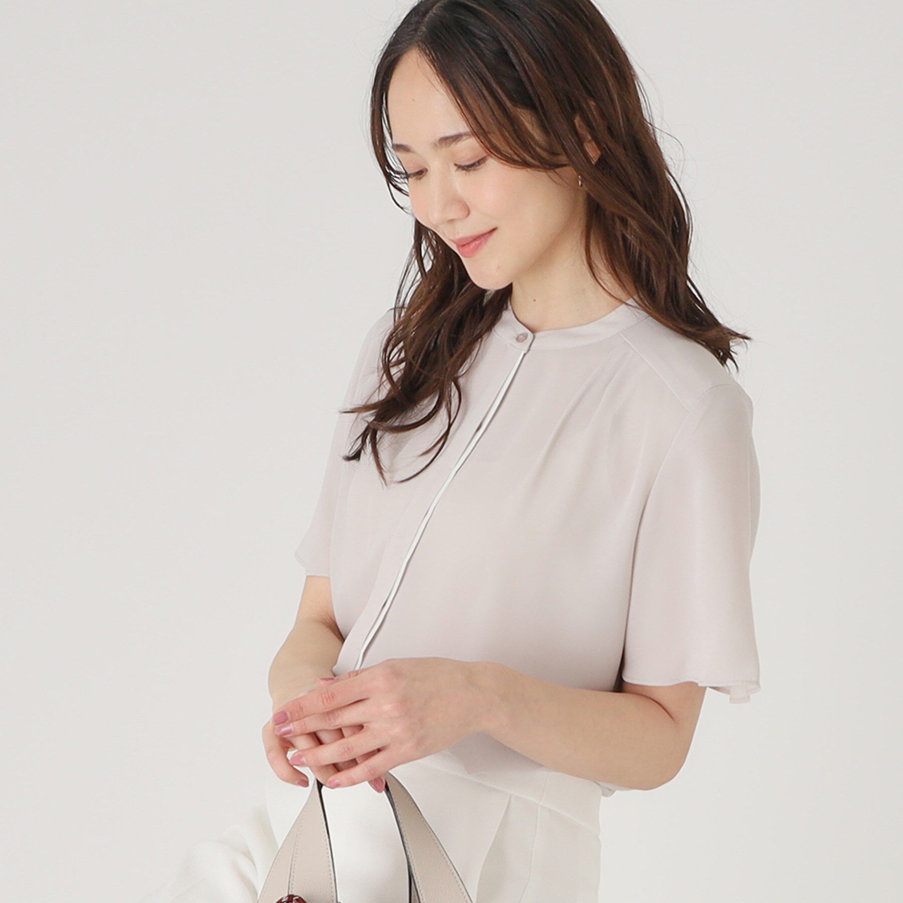 COUP DE CHANCE「【洗える】配色デザインのブラウス」|シャツ・ブラウス|ライトグレー(011