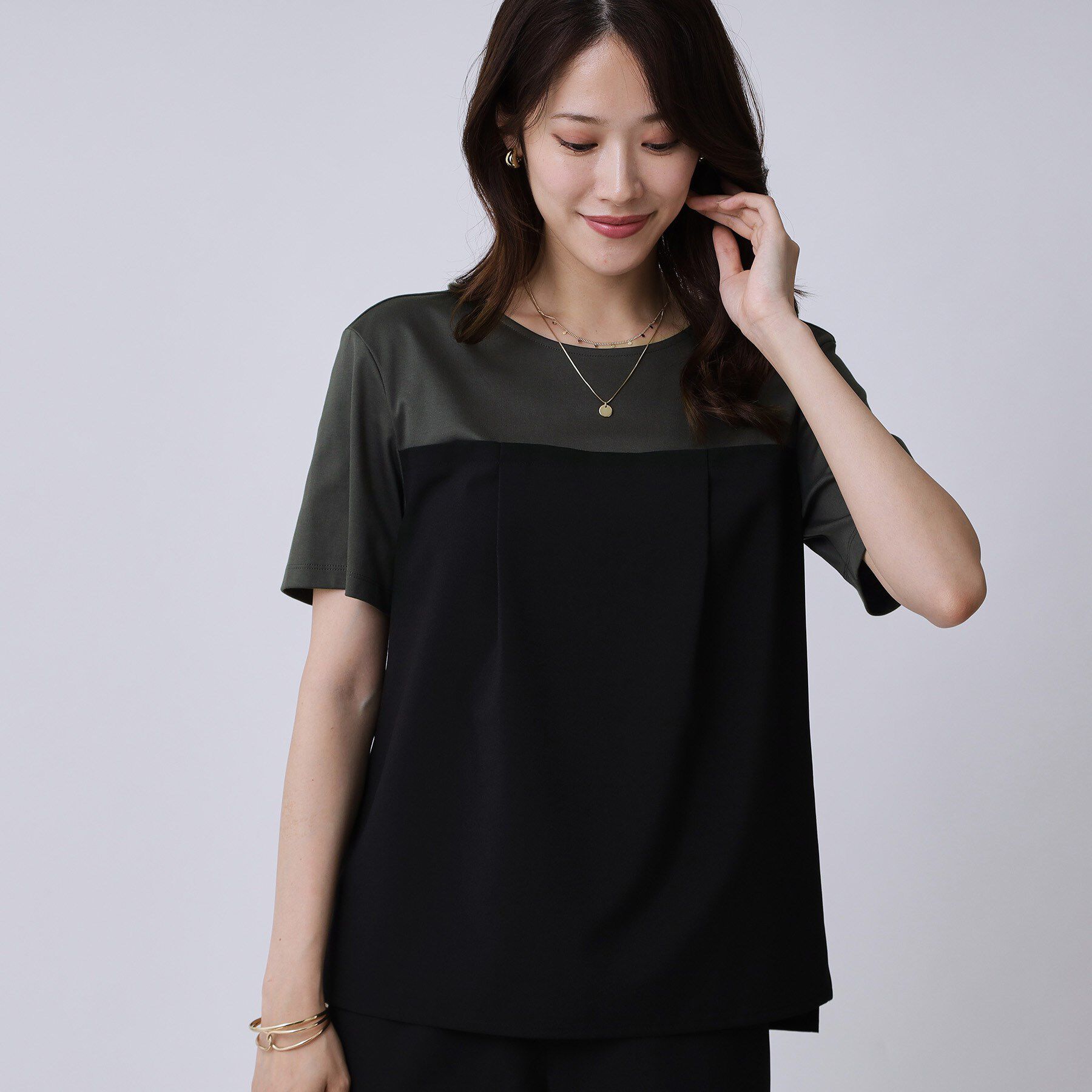 COUP DE CHANCE「【手洗い可／セットアップ可】レイヤード風カットソー」|Tシャツ・カットソー|