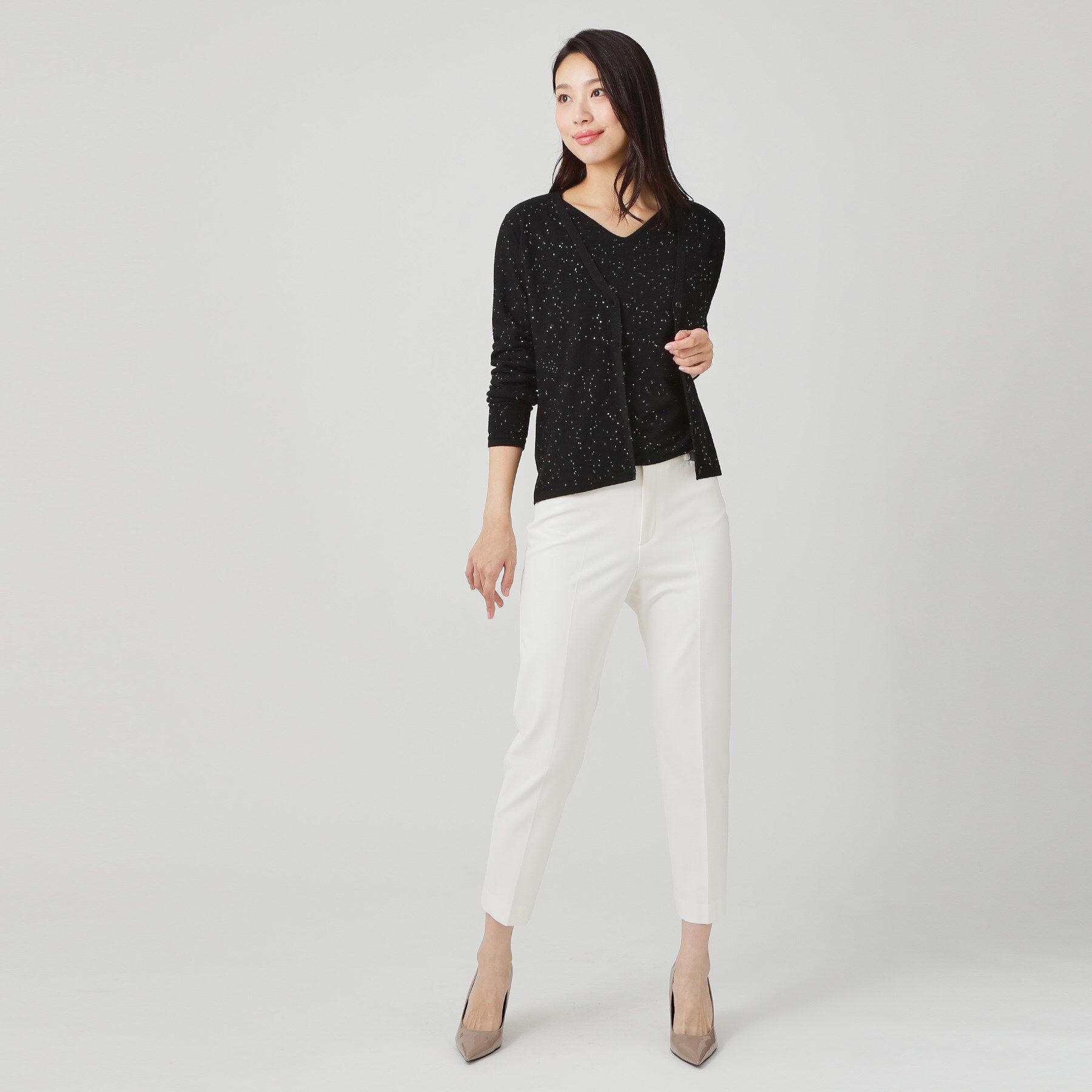 COUP DE CHANCE「【手洗い可】スパンコール入ニットカーディガン」|カーディガン|