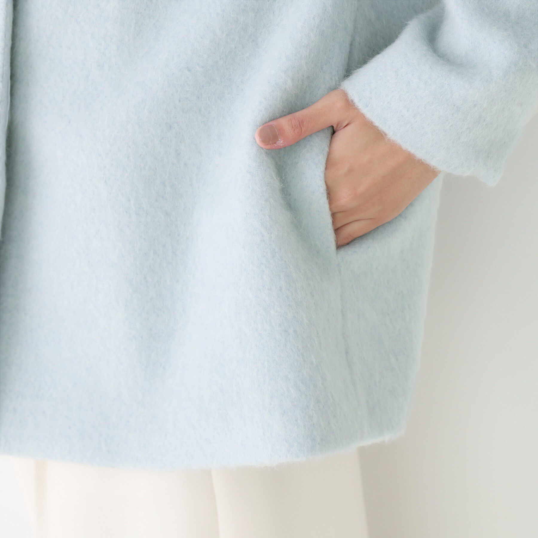 COUP DE CHANCE「【日本製／モヘヤ混／ヒップ丈】ノーカラーコート」|ノーカラーコート|