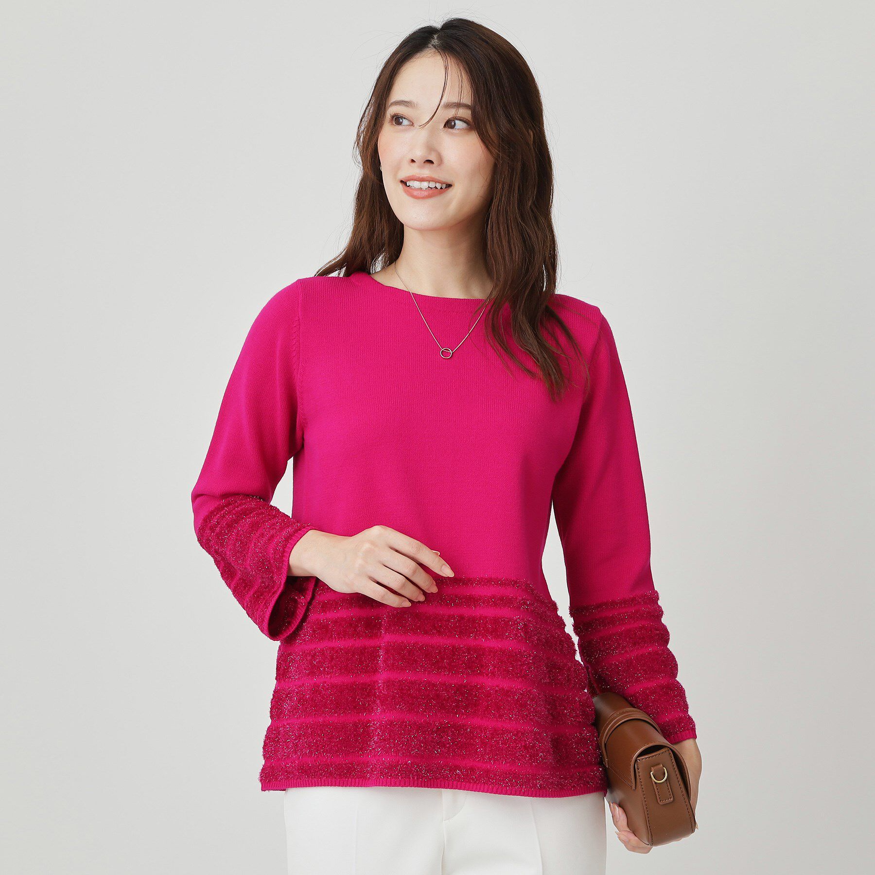 COUP DE CHANCE「【手洗い可】ラメフェザーデザイン ニットトップス」|ニット・セーター|