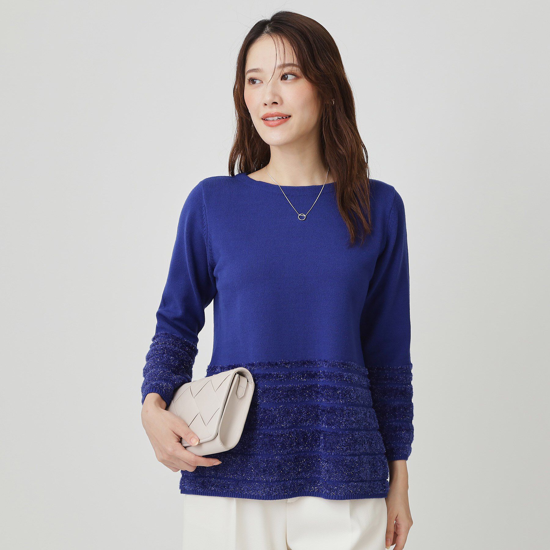 COUP DE CHANCE「【手洗い可】ラメフェザーデザイン ニットトップス」|ニット・セーター|