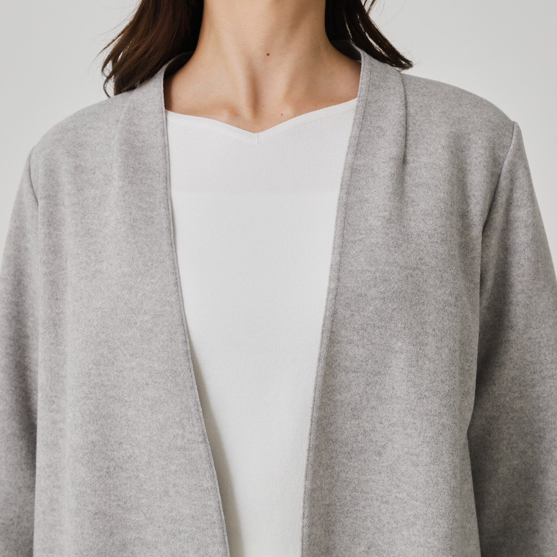 COUP DE CHANCE「【日本製／軽量】Iラインシルエットのコーディガン」|ノーカラーコート|
