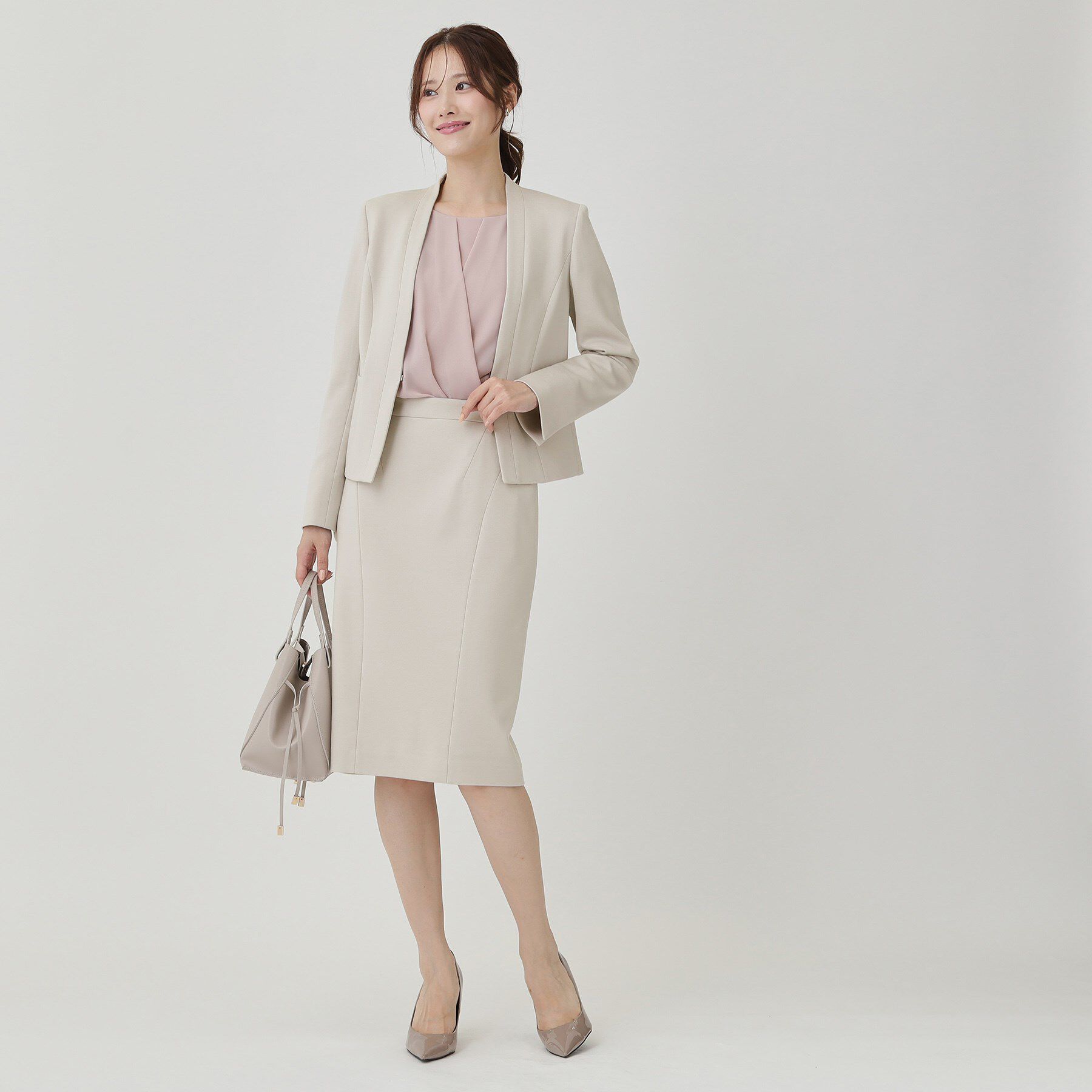 COUP DE CHANCE「【日本製／セットアップ可】ジャージ素材のカラーレスジャケット」|ノーカラージャケット|