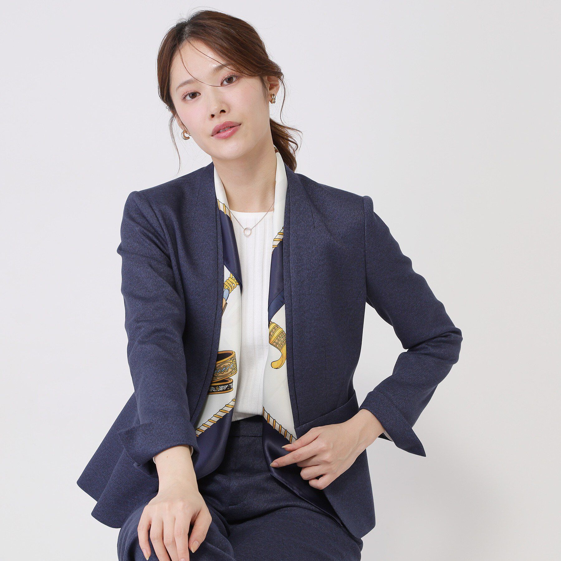 COUP DE CHANCE「【手洗い可／日本製／スーツ可】美シルエット カラーレスジャケット」|ノーカラージャケット|