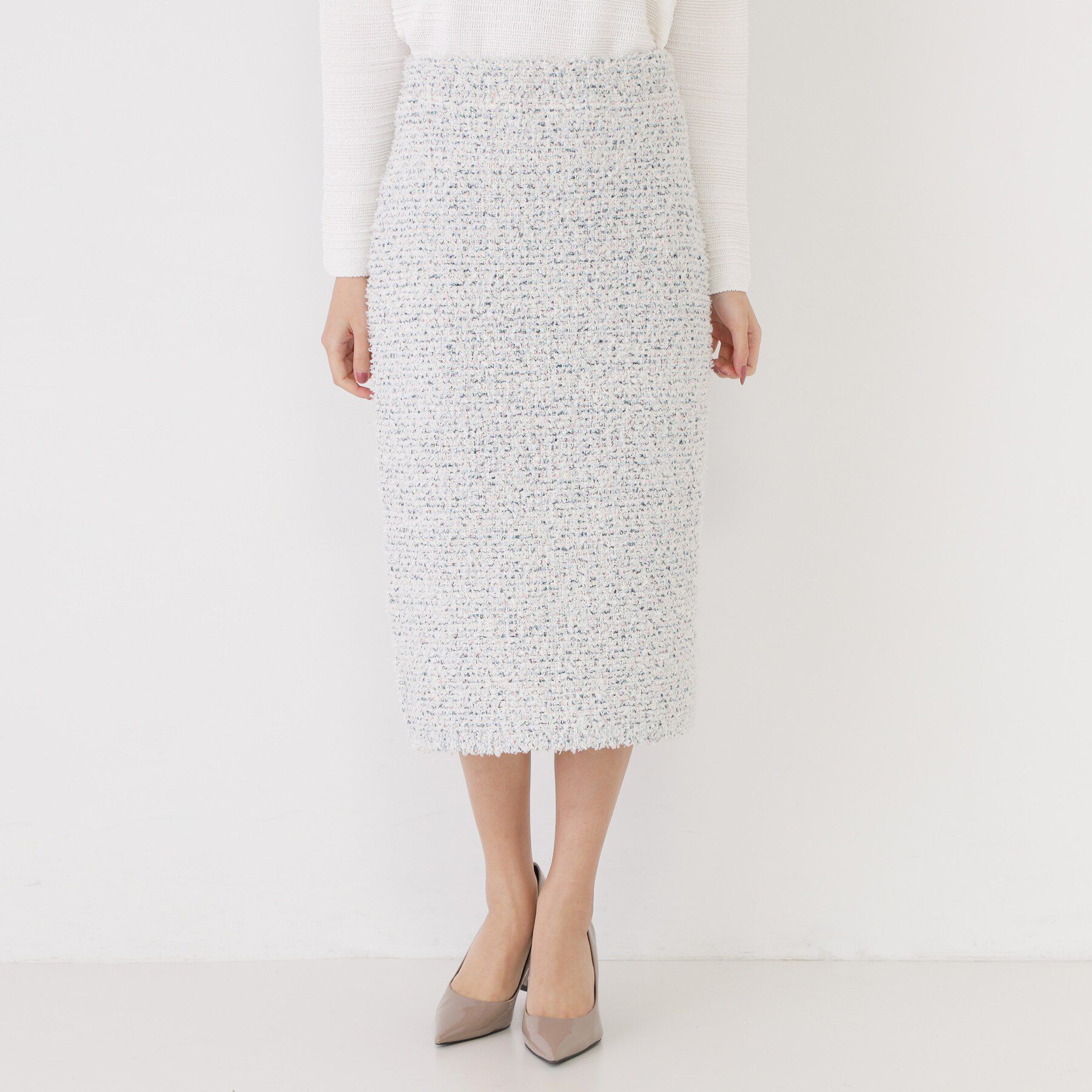 COUP DE CHANCE「【洗える/セットアップ可/ウエストゴム】ツイード調ニットスカート」|スカート|