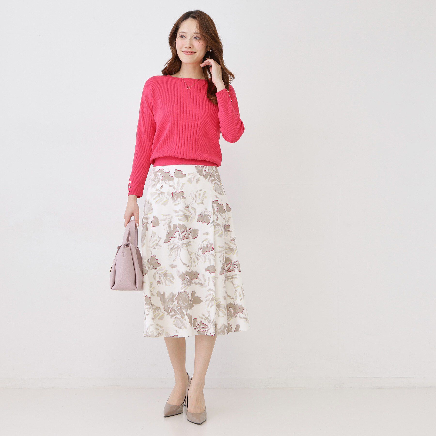 COUP DE CHANCE「【手洗い可／9分袖】リブ風ラインニット」|ニット・セーター|