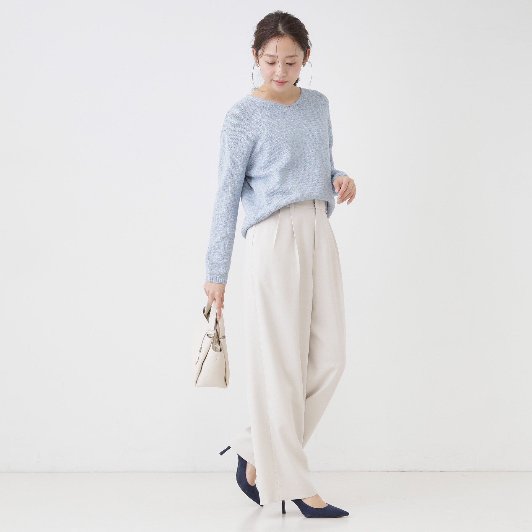 COUP DE CHANCE「【手洗い可】ラメ混Vネックニット」|ニット・セーター|