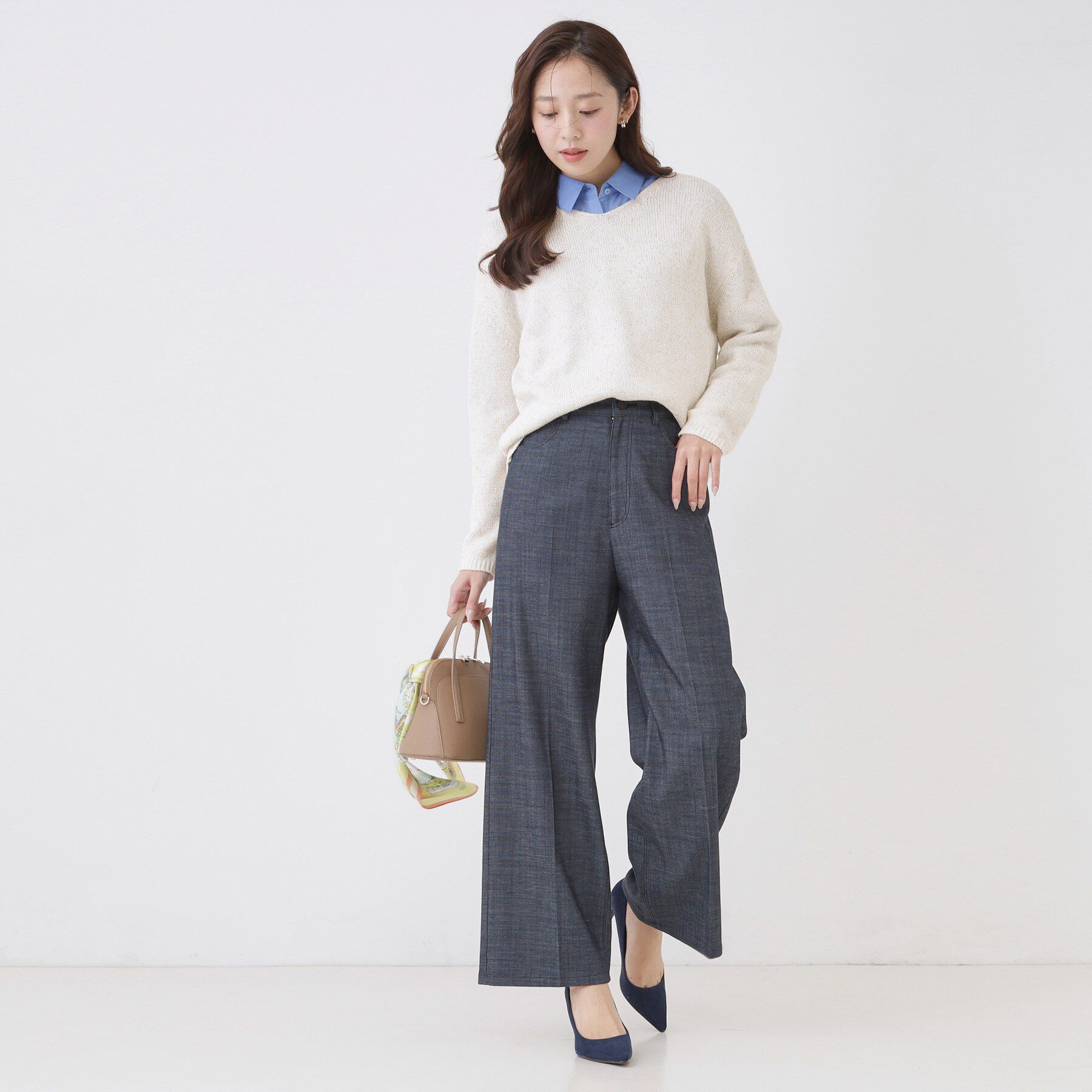 COUP DE CHANCE「【手洗い可】ラメ混Vネックニット」|ニット・セーター|