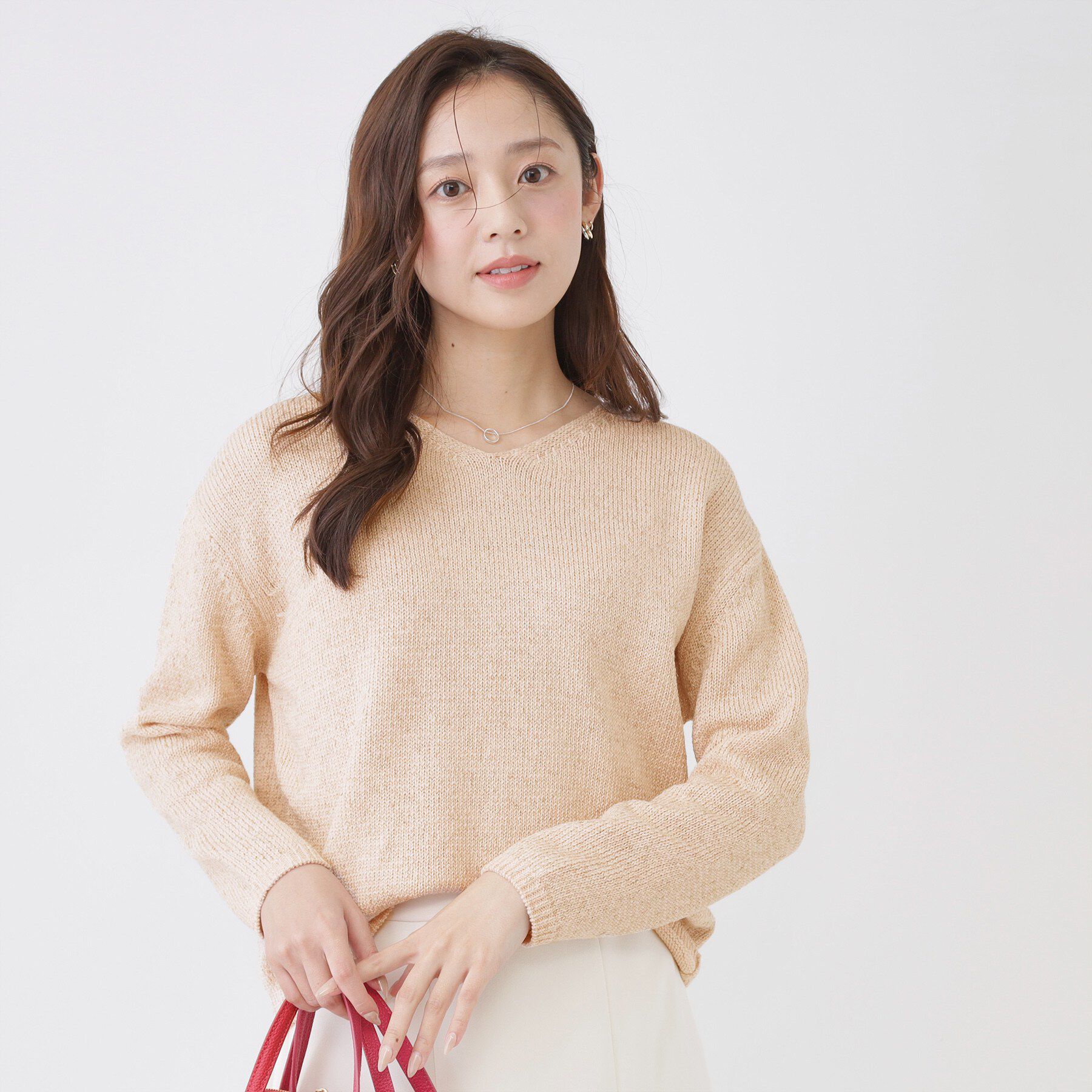 COUP DE CHANCE「【手洗い可】ラメ混Vネックニット」|ニット・セーター|