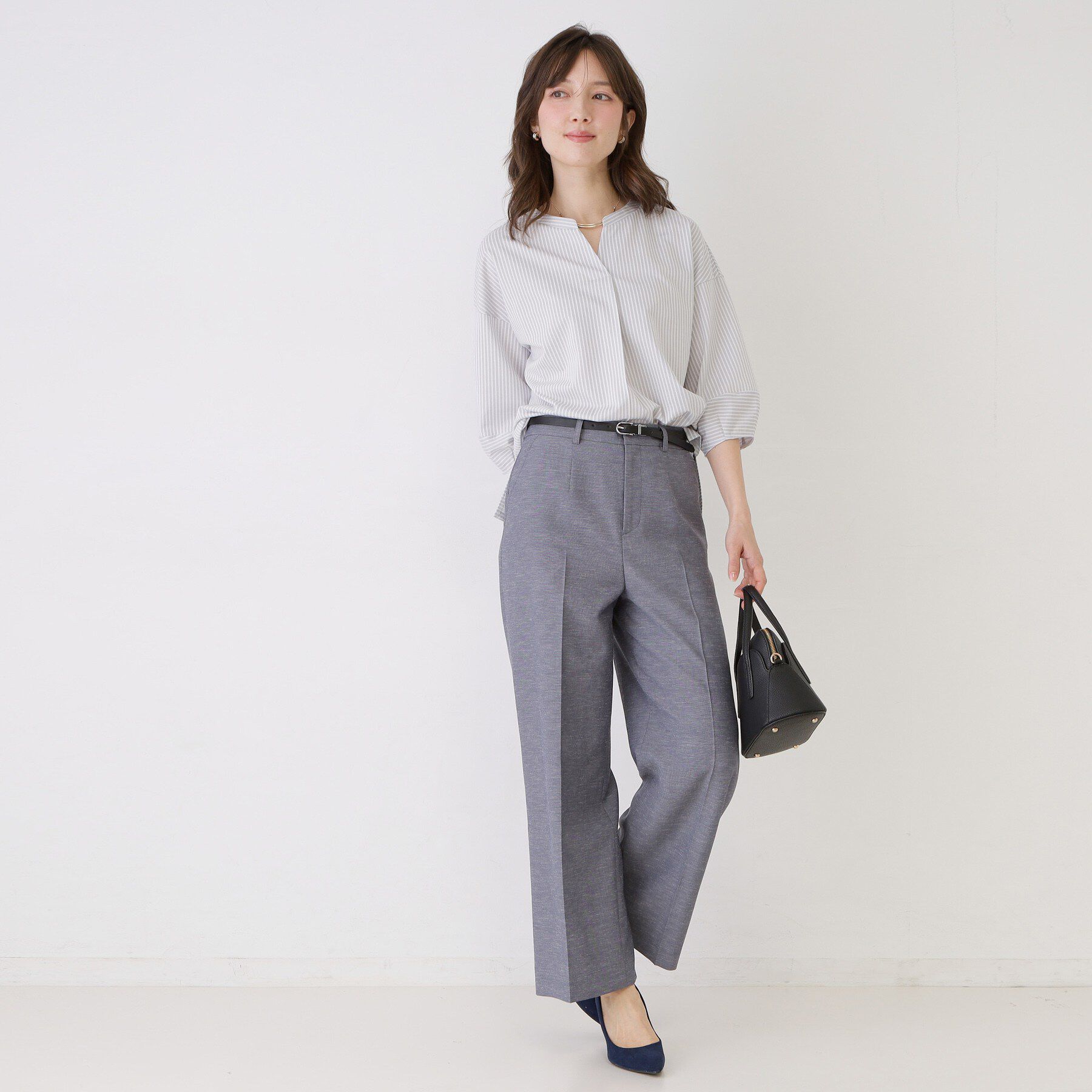 COUP DE CHANCE「【手洗い可／日本製】ストライプ柄ジャージートップス」|Tシャツ・カットソー|