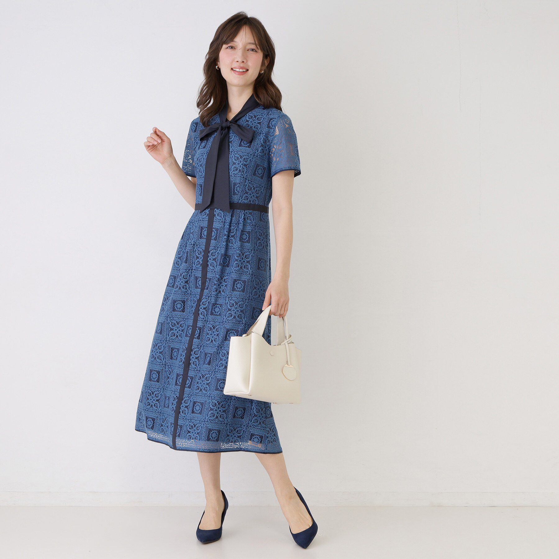 COUP DE CHANCE「【リボン取り外し可】ボウタイ付レースワンピース」|ワンピース|