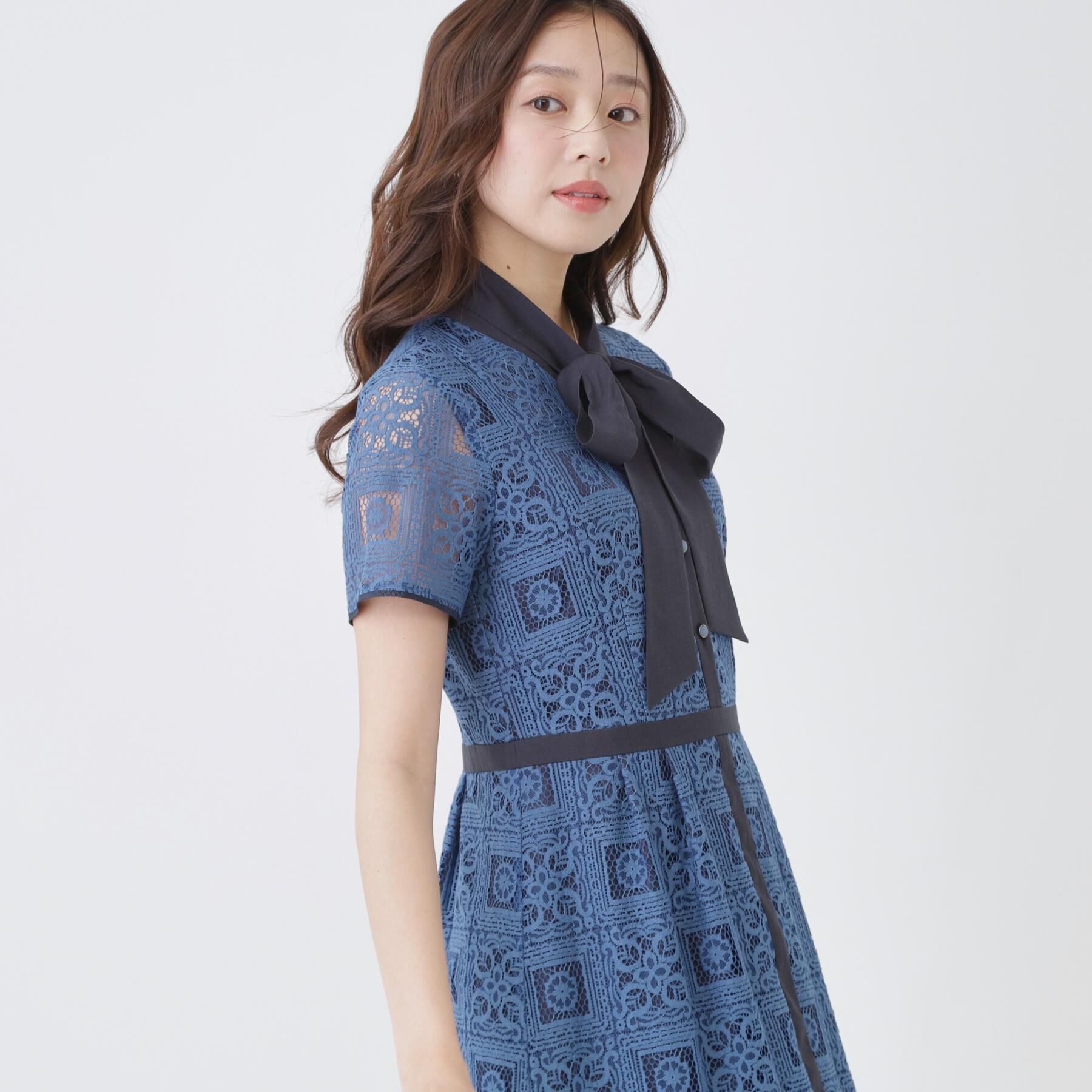 COUP DE CHANCE「【リボン取り外し可】ボウタイ付レースワンピース」|ワンピース|