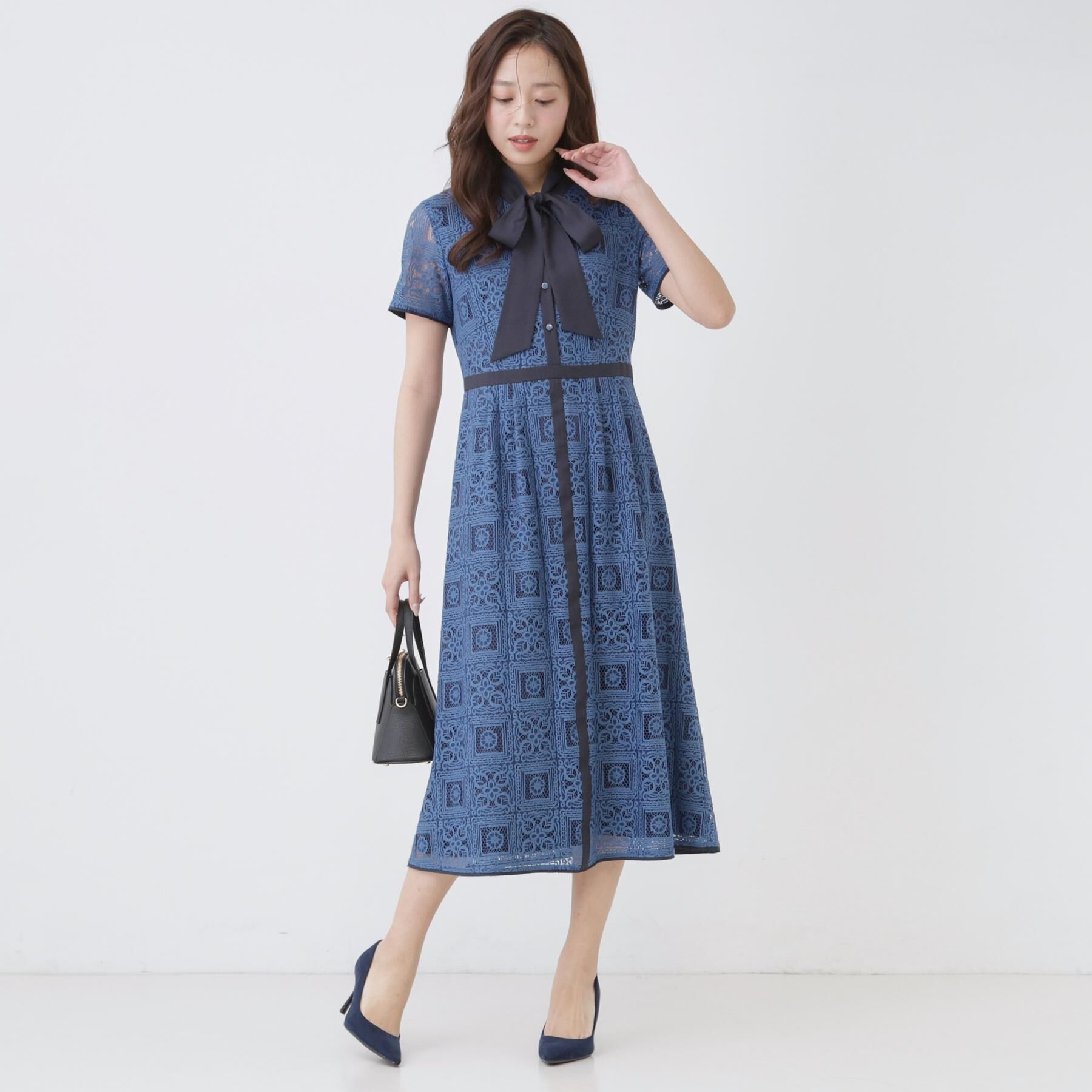 COUP DE CHANCE「【リボン取り外し可】ボウタイ付レースワンピース」|ワンピース|