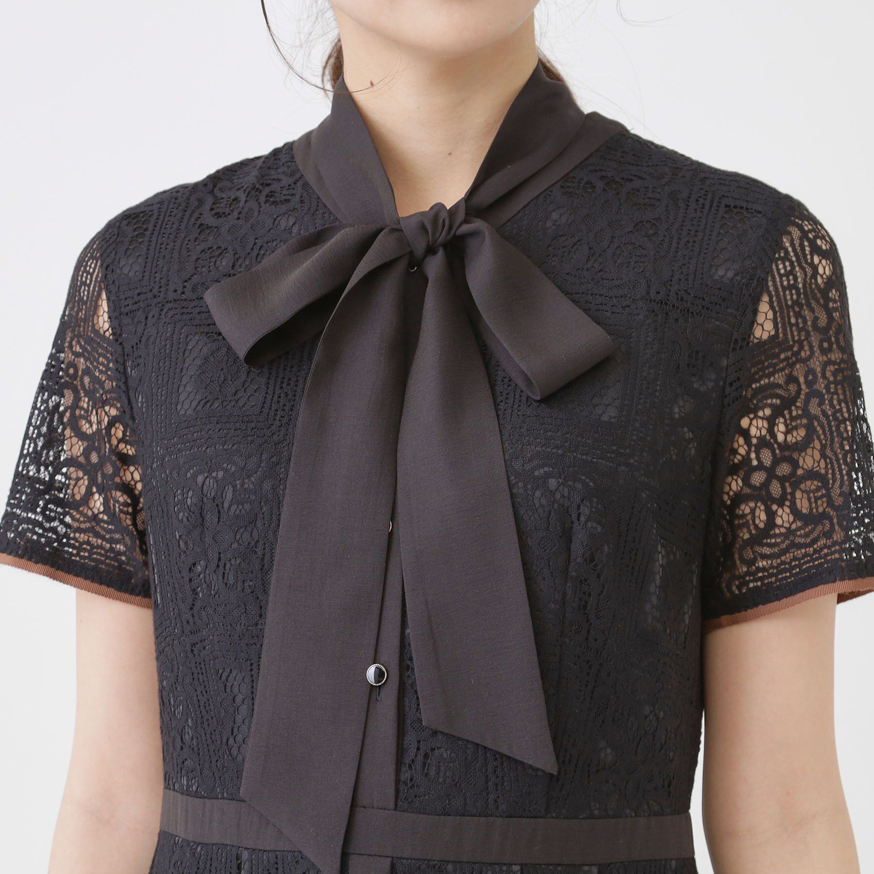 COUP DE CHANCE「【リボン取り外し可】ボウタイ付レースワンピース」|ワンピース|