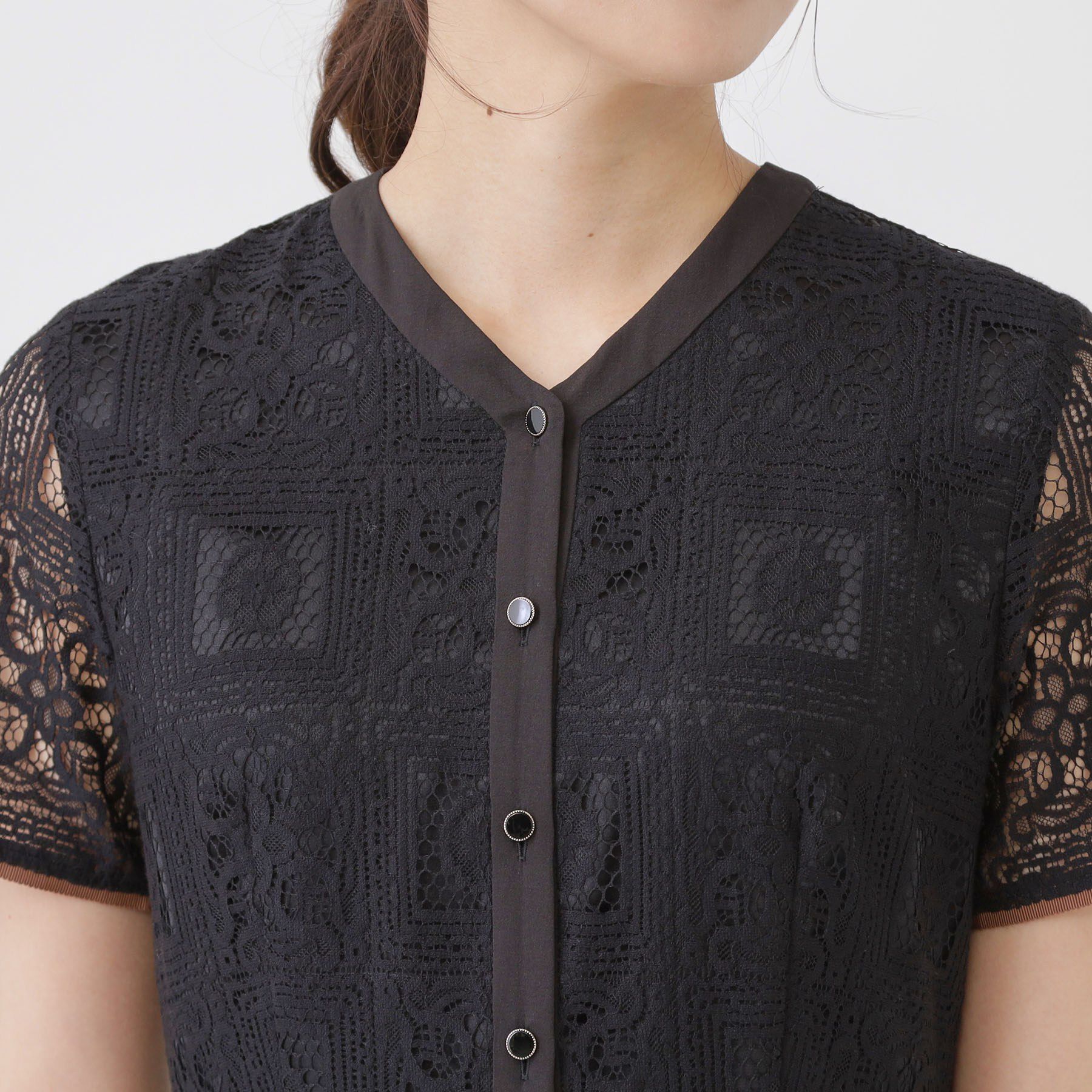 COUP DE CHANCE「【リボン取り外し可】ボウタイ付レースワンピース」|ワンピース|