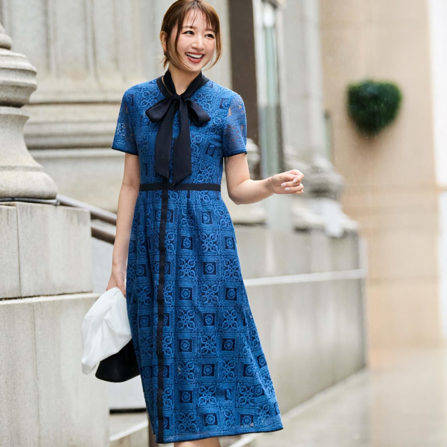 COUP DE CHANCE「【リボン取り外し可】ボウタイ付レースワンピース」|ワンピース|