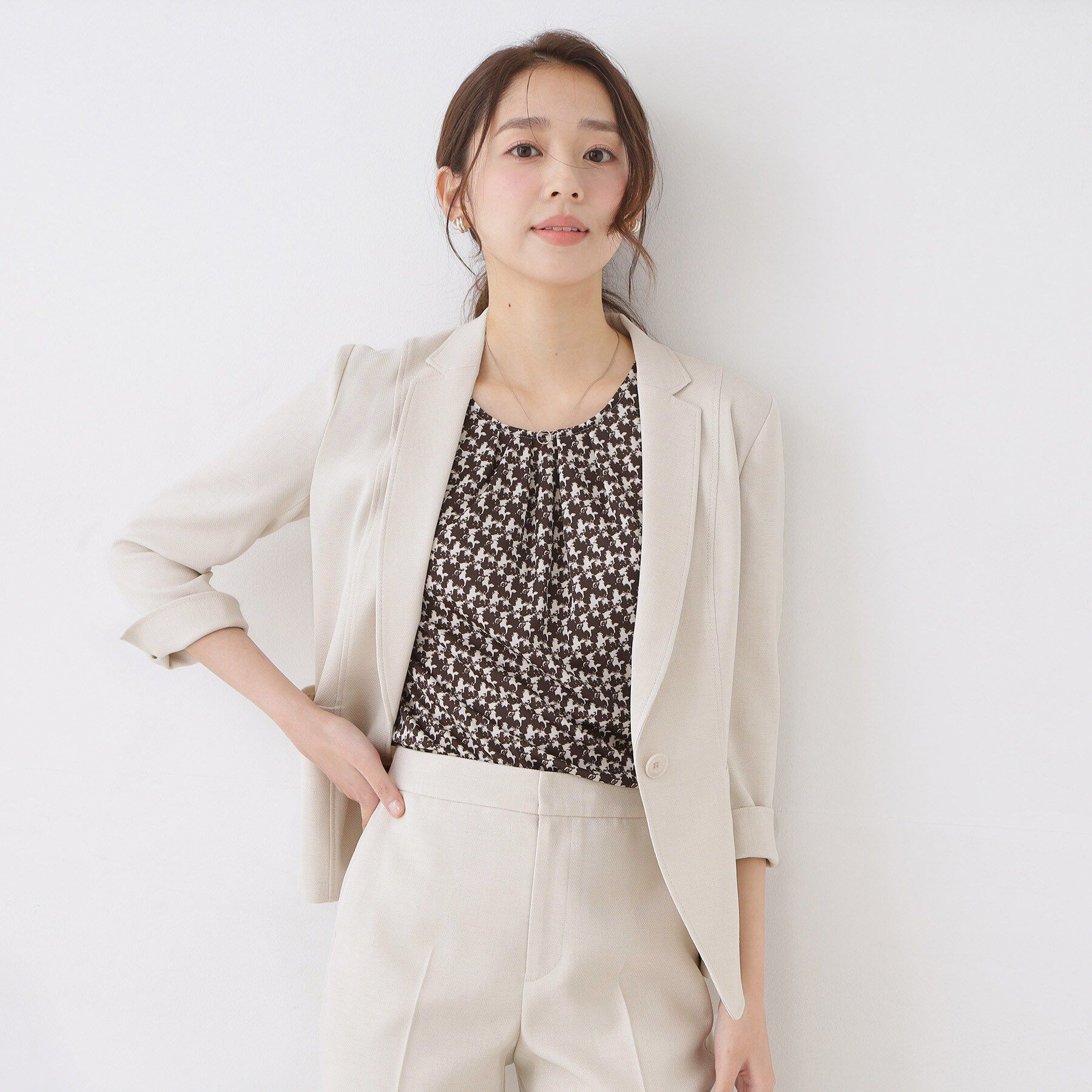 COUP DE CHANCE「【手洗い可／日本製／7分袖／UVケア】リネンライク テーラードジャケット」|テーラードジャケット|