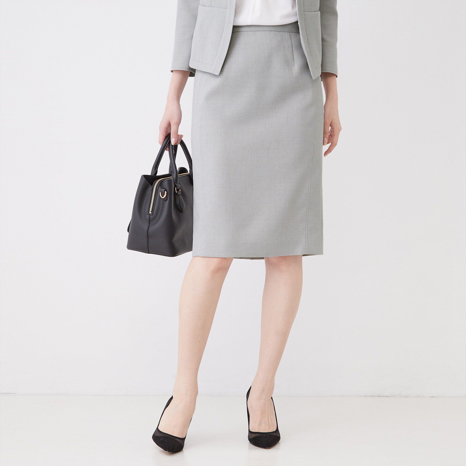 COUP DE CHANCE「【手洗い可／日本製／セットアップ可】リネンライク タイトスカート」|スカート|チャコールグレー(0