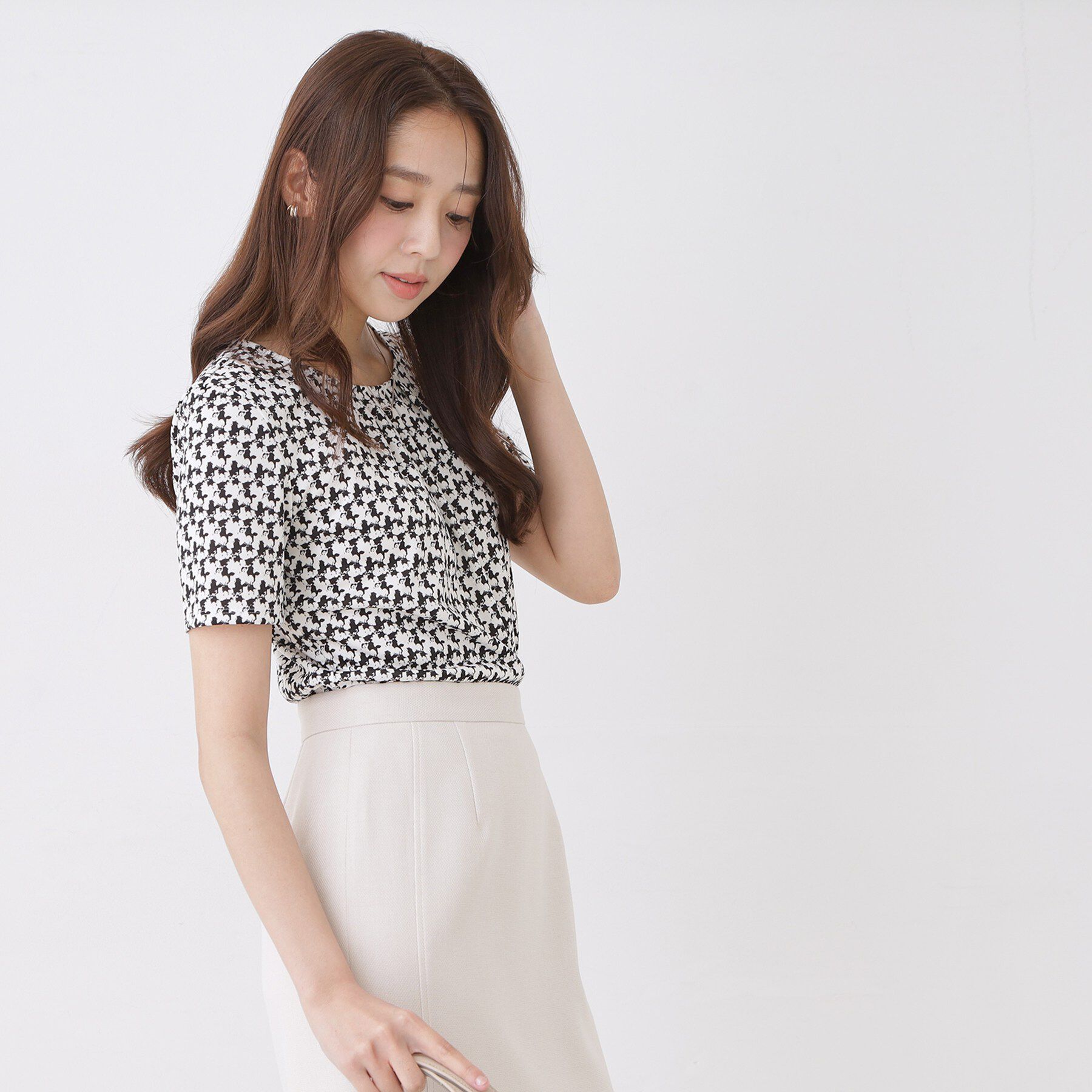 COUP DE CHANCE「【手洗い可/日本製/セットアップ可】幾何柄カットソー」|Tシャツ・カットソー|