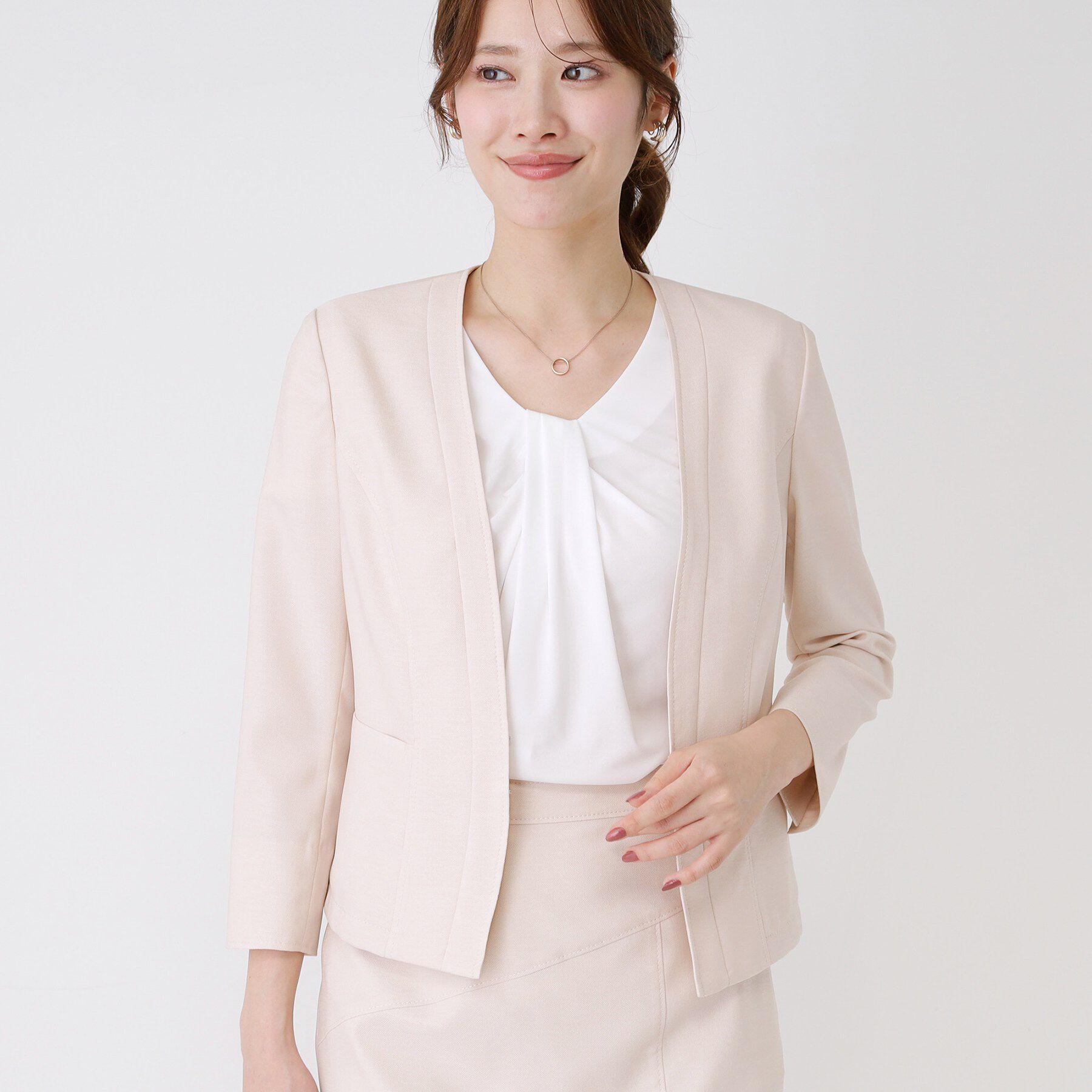 COUP DE CHANCE「【手洗い可／日本製／一枚着／ジャケットイン】タックデザインのジャージートップス」|Tシャツ・カットソー|