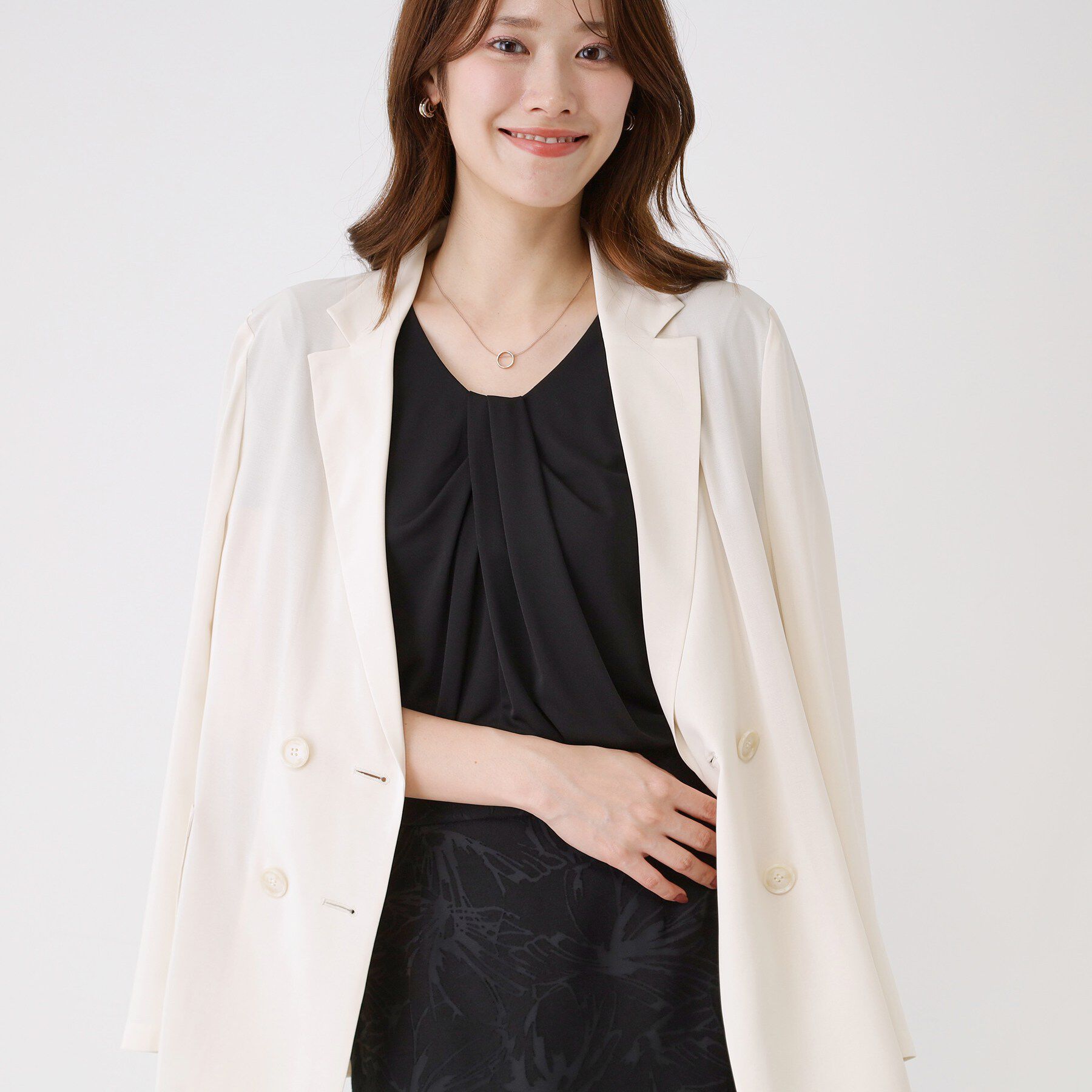 COUP DE CHANCE「【手洗い可／日本製／一枚着／ジャケットイン】タックデザインのジャージートップス」|Tシャツ・カットソー|