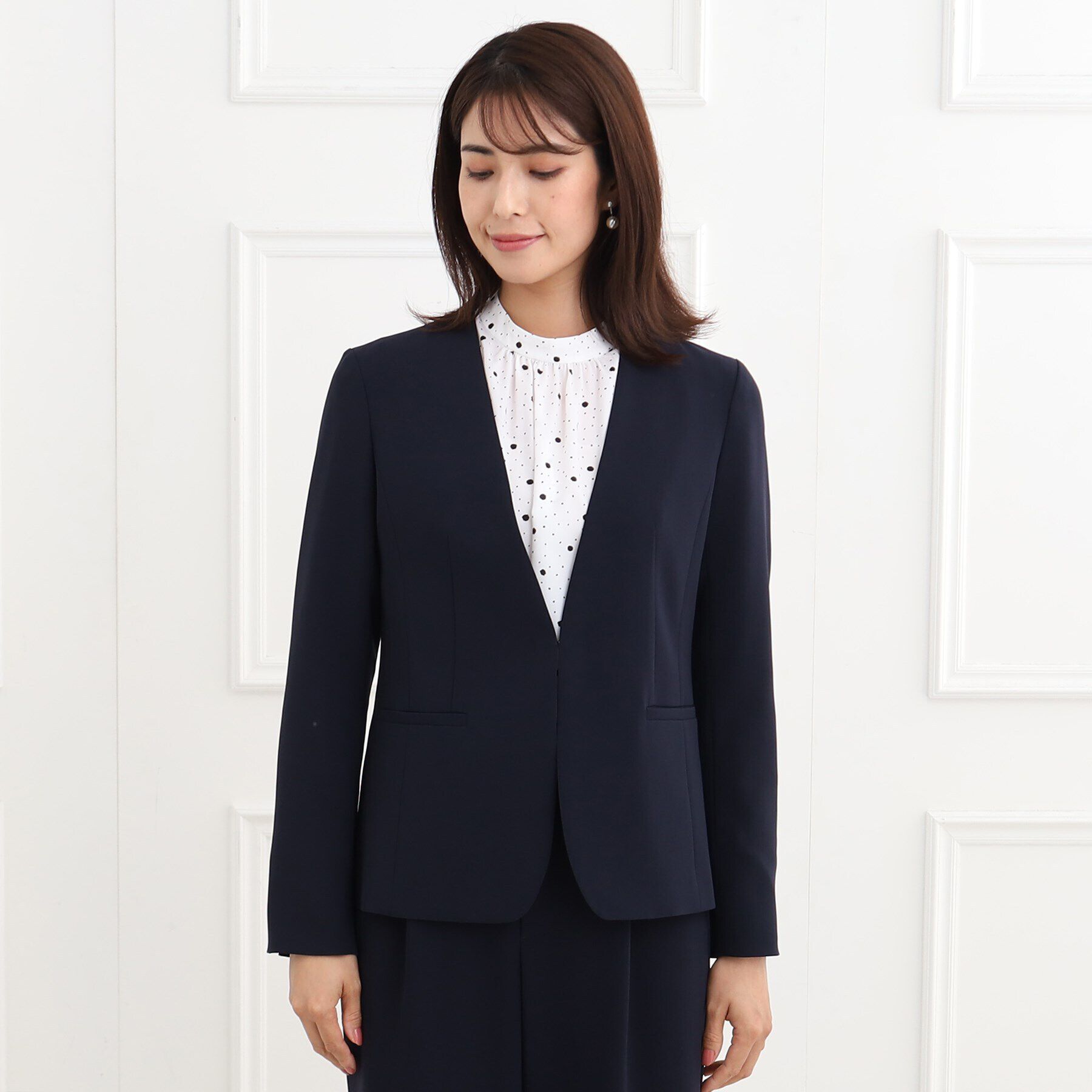 Reflect「【フォーマル/洗える/セットアップ可】ノーカラージャケット」|ノーカラージャケット|