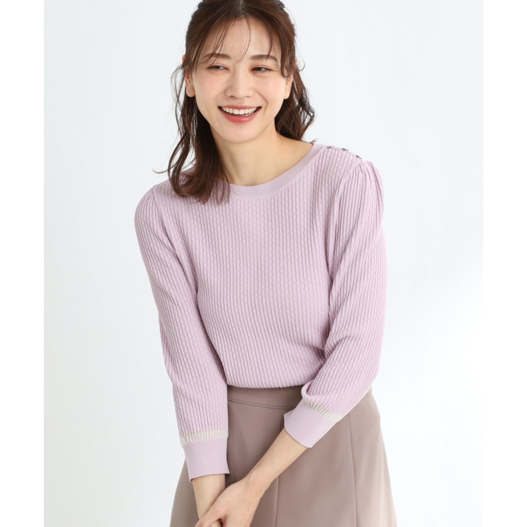 Reflect「ボタンディティールニット」|ニット・セーター|ライトピンク(070