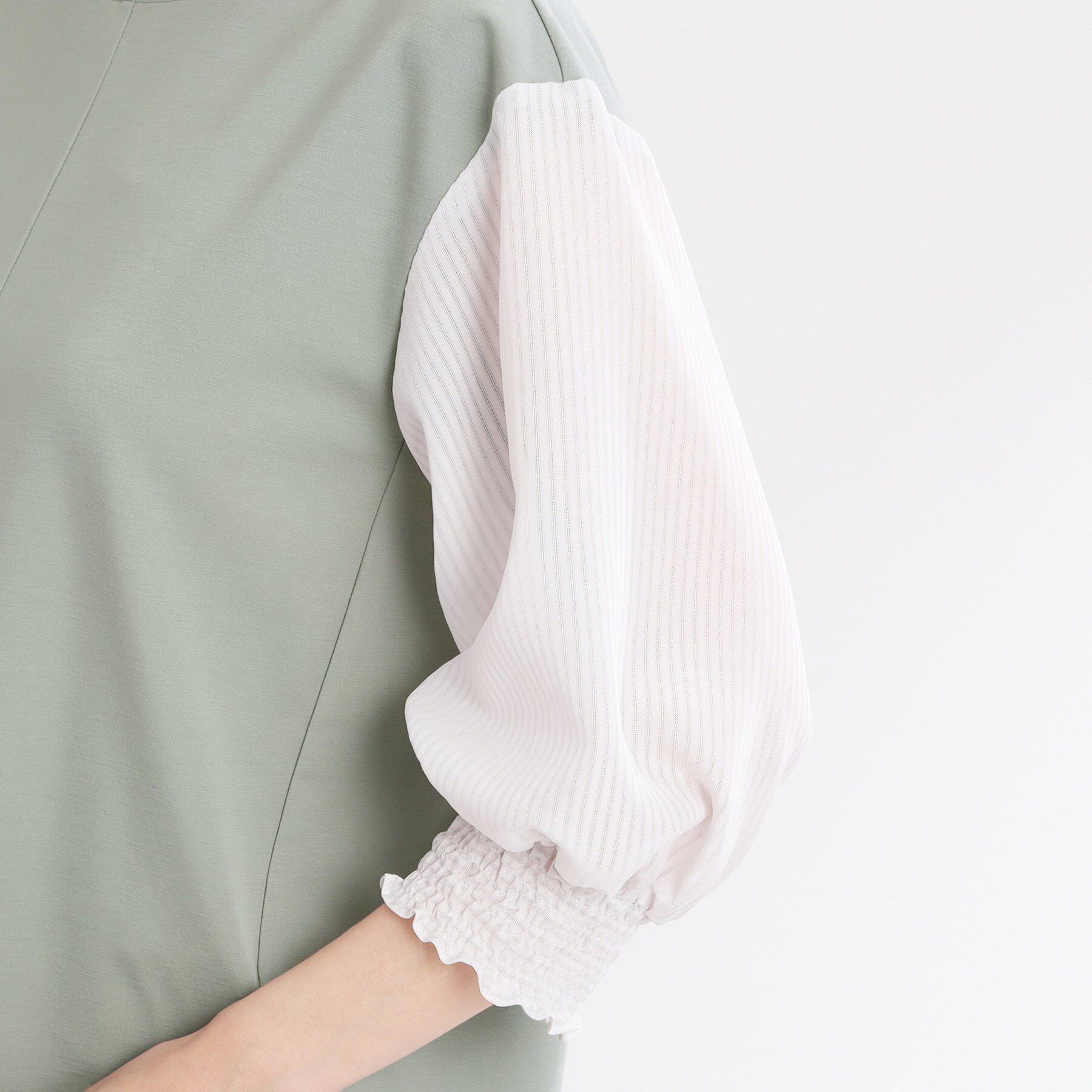 Reflect「【手洗い可】シアーストライプスリーブブラウス」|シャツ・ブラウス|